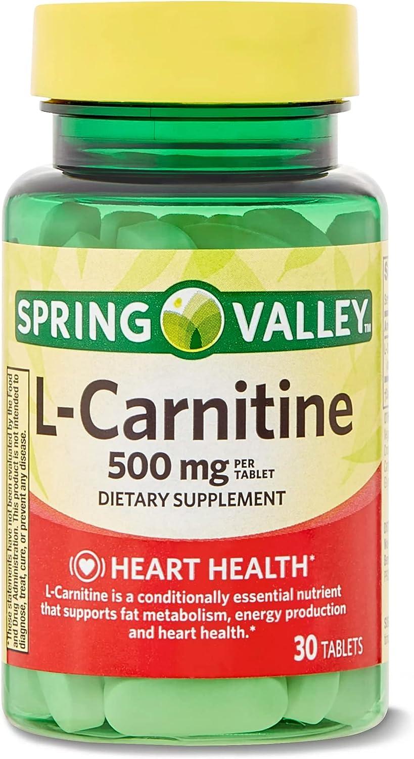 Spring Valley L Carnitine Amino Acid Supplement, 500 mg, Unflavored, 30  Count 