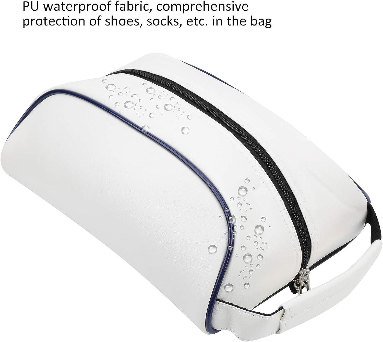 RiToEasysports PU Leather Golfball Shoe Bag Waterproof Zippered Shoe  Carrier Sports Shoe Bag Golfball Shoes Storage Bag