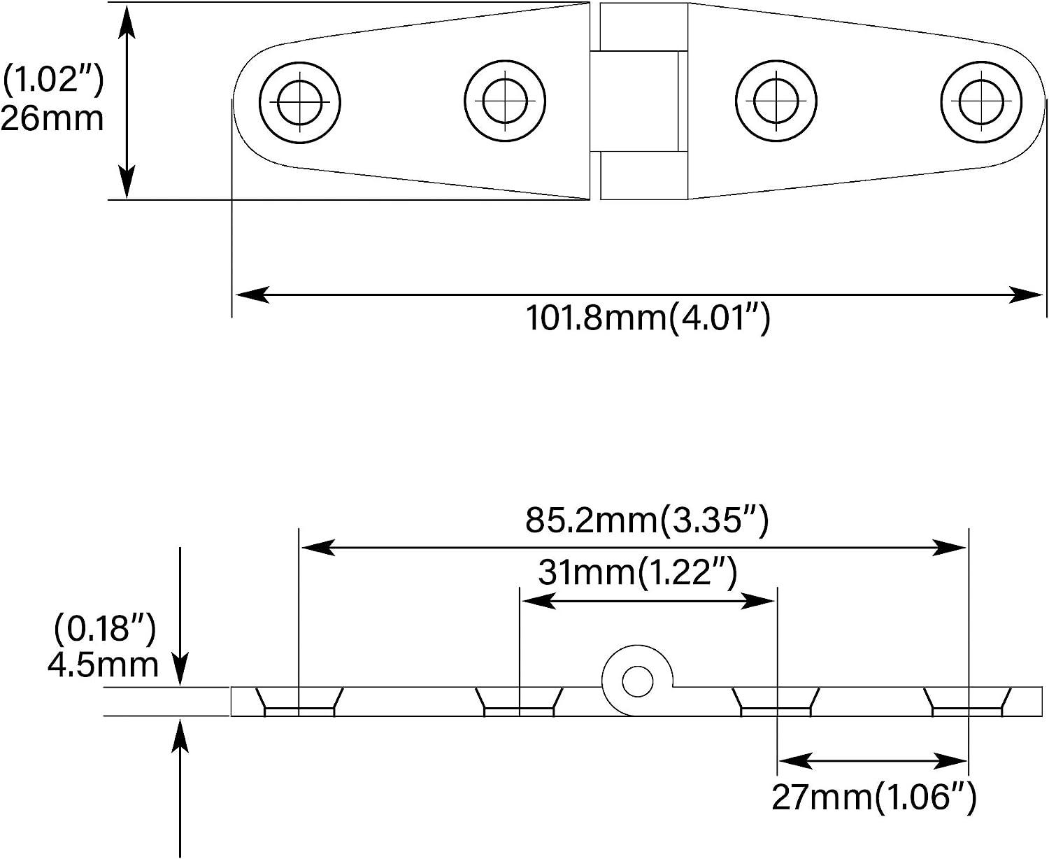 Boat Strap Hinges 4" x 1" 316 Stainless Steel Hinge,Marine Heavy Duty