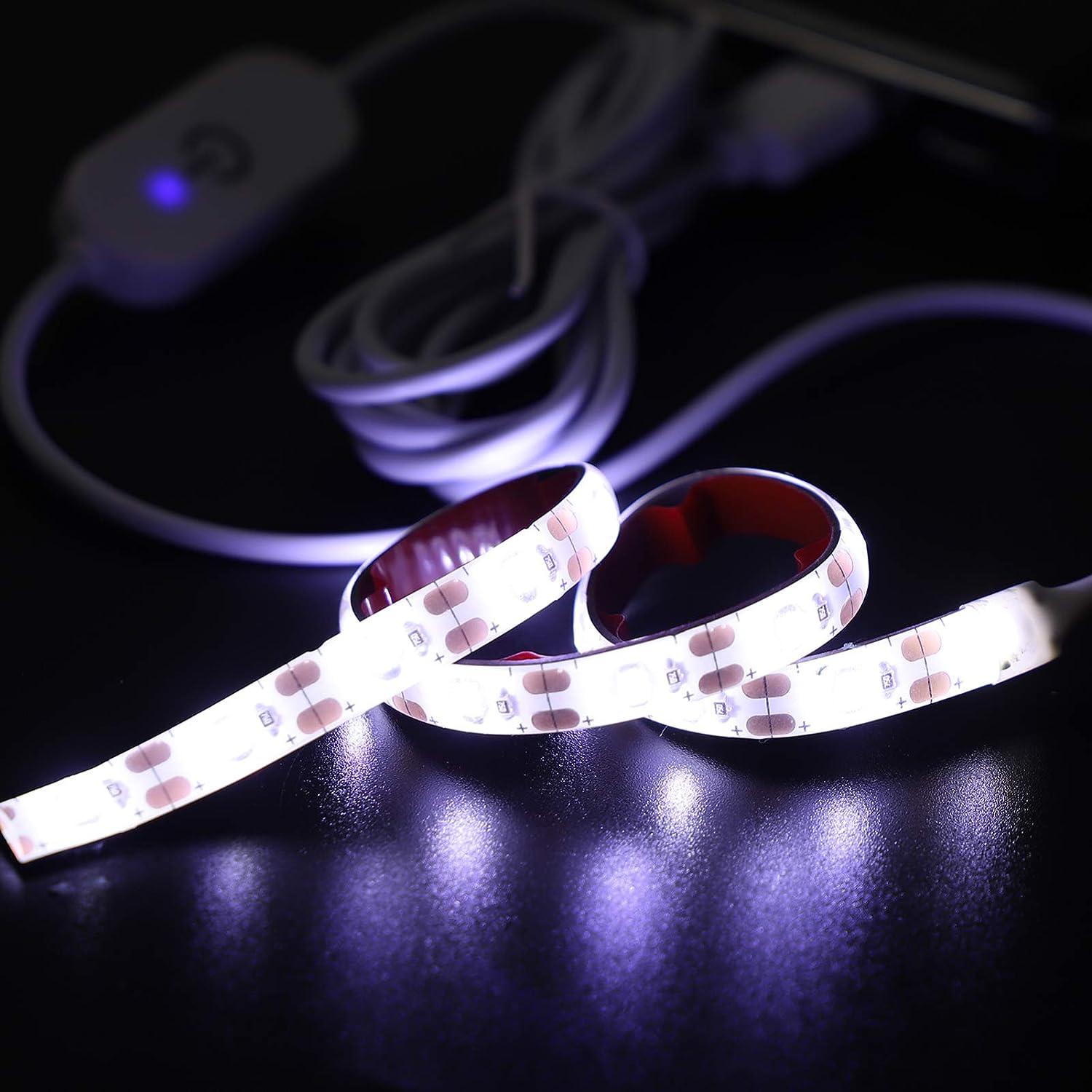 Mobestech LED Strips Sewing Machine Cold White Light Self-Adhesive LED Strip Light 2 Meters 5V USB 6500K