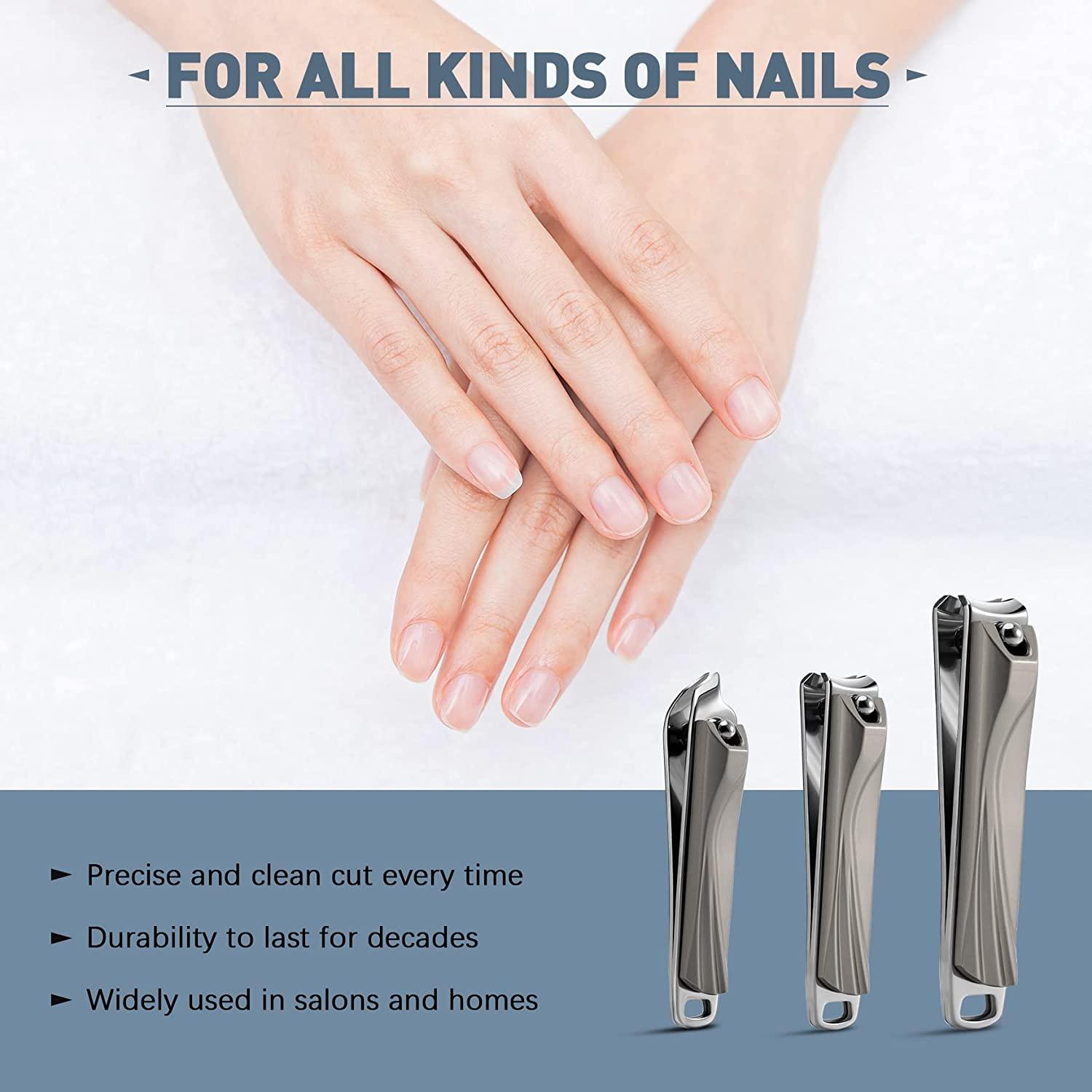 Nail Clippers With Catcher , 2pcs Fingernail Clippers Toenail Clippers Set,  No Splash Nail Clipper With Nail File Toe Finger Nail Cutter For Men Women