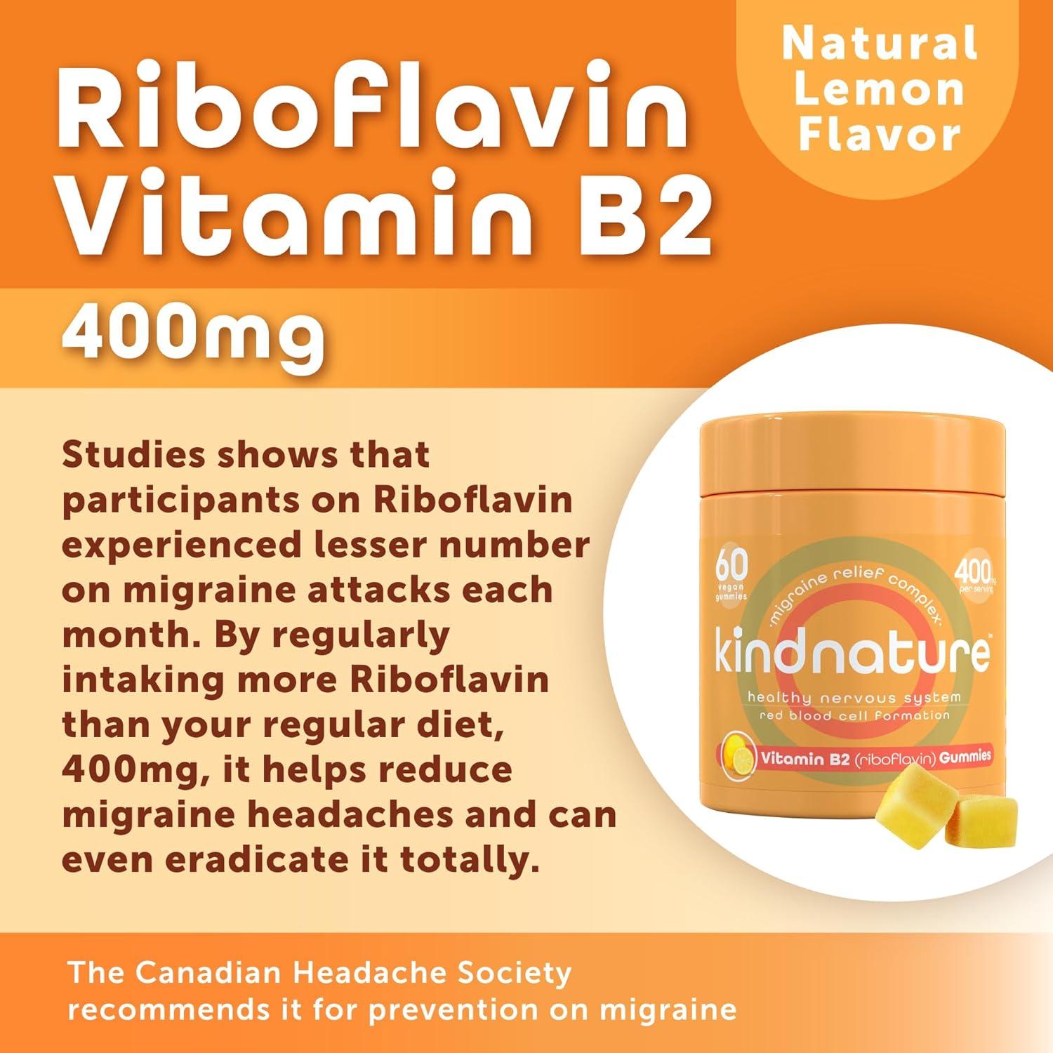 Kind Nature Vitamin B2 Gummies Riboflavin 400mg Supplement for Kids