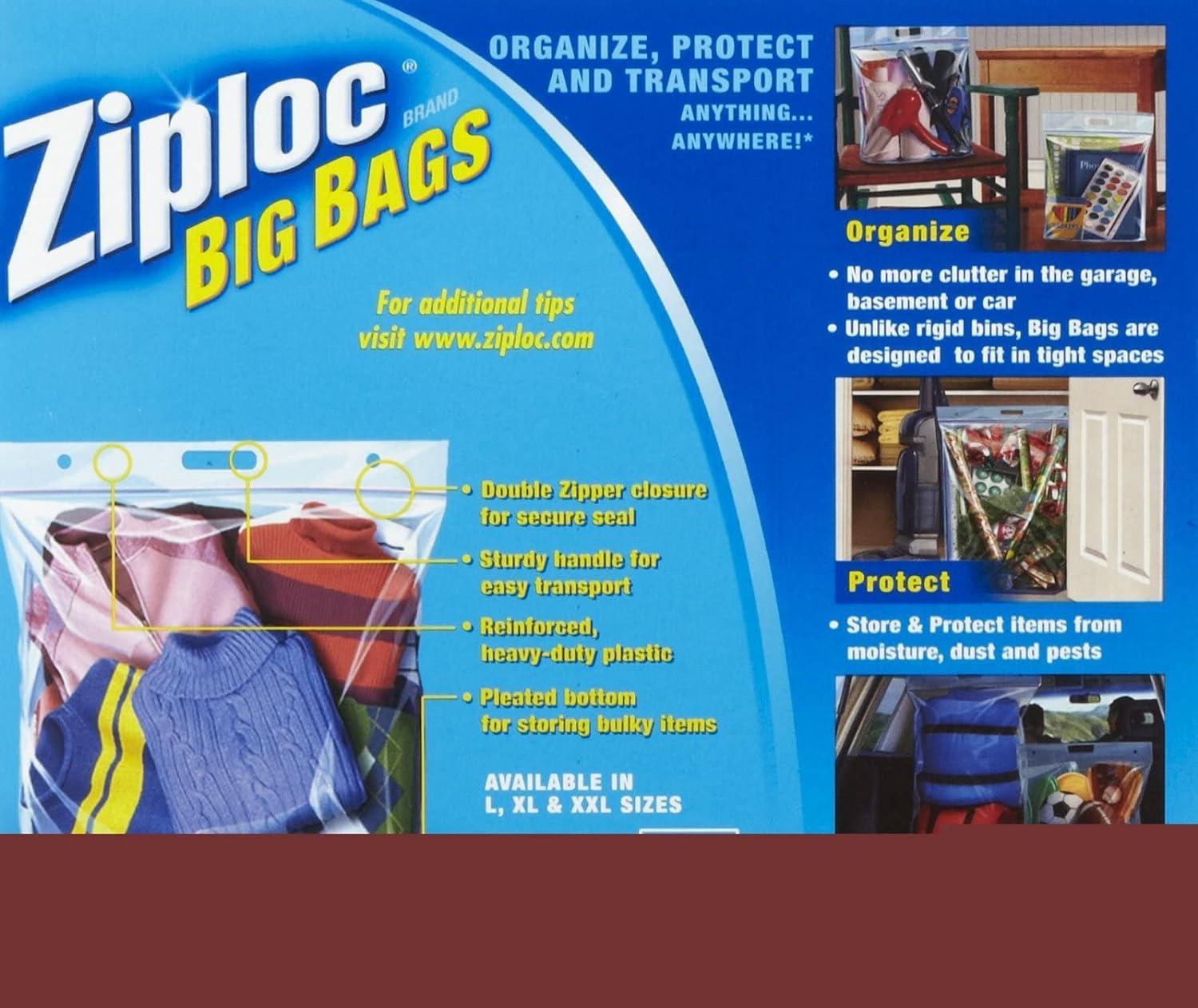 Ziploc Big Bags, XXL Double Zipper Bag - 6 Count 