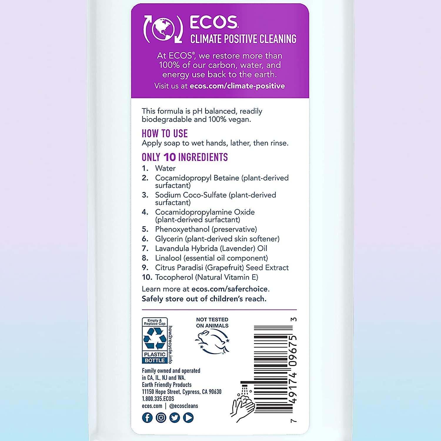 ECOS Hand Soap, Hypoallergenic Lavender, 32oz Refill by Earth Friendly