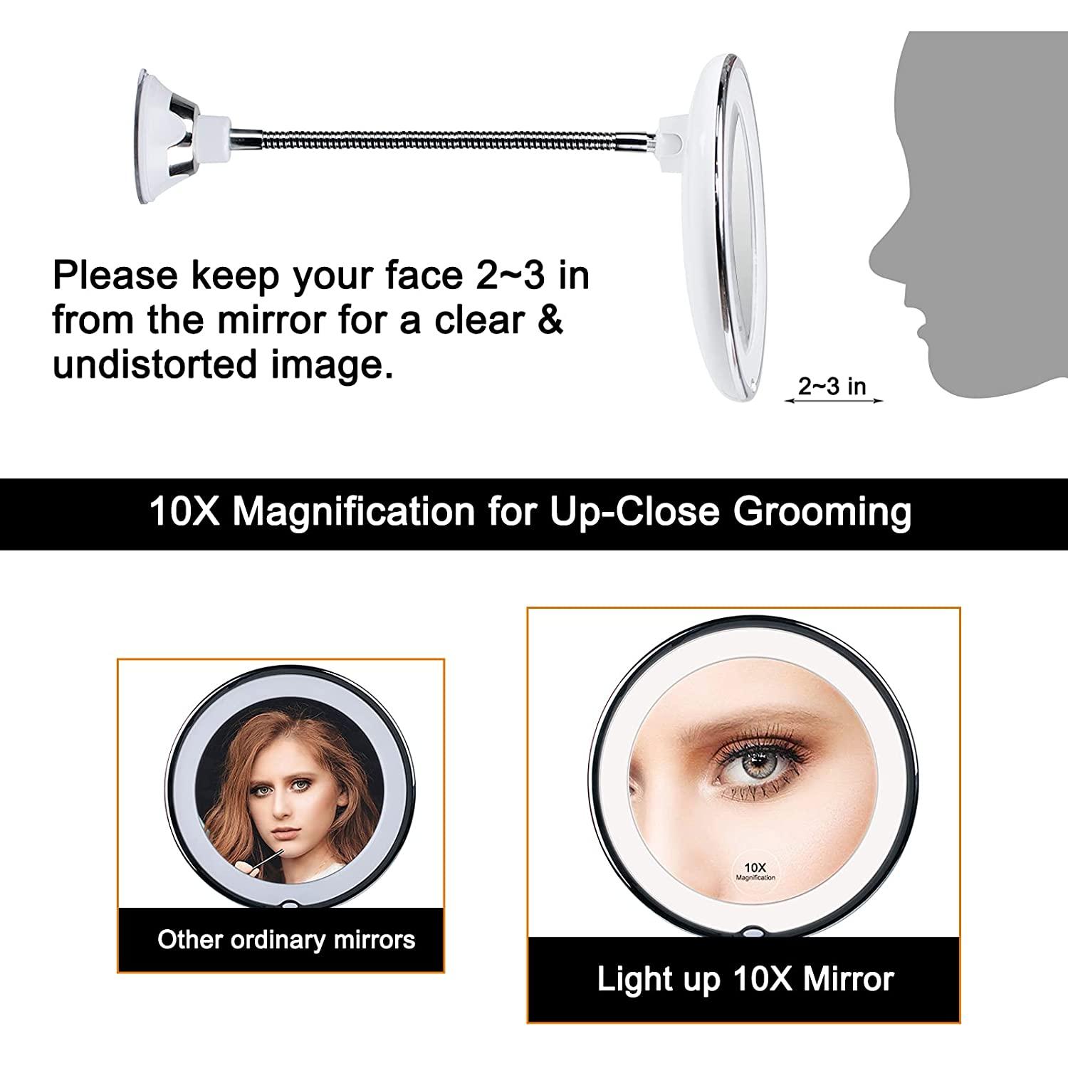 10X Magnifying Mirror with Lights, Flexible Mirror as seen on TV