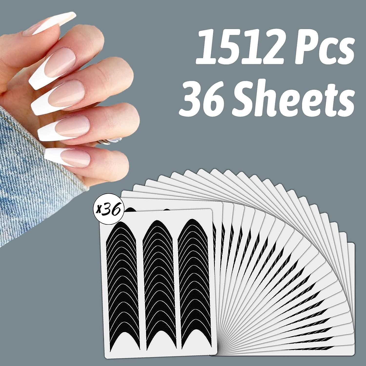 1512 Pcs French Tip Nail Guides | Self-Adhesive Manicure Stickers ...