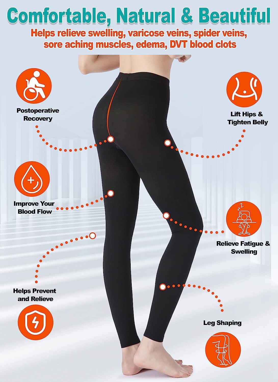 AMZAM® Medical Compression Pantyhose for Women & Men, 15-20 mmHg Graduated  Compression Leggings, Opaque Footless Waist High Compression Stockings for
