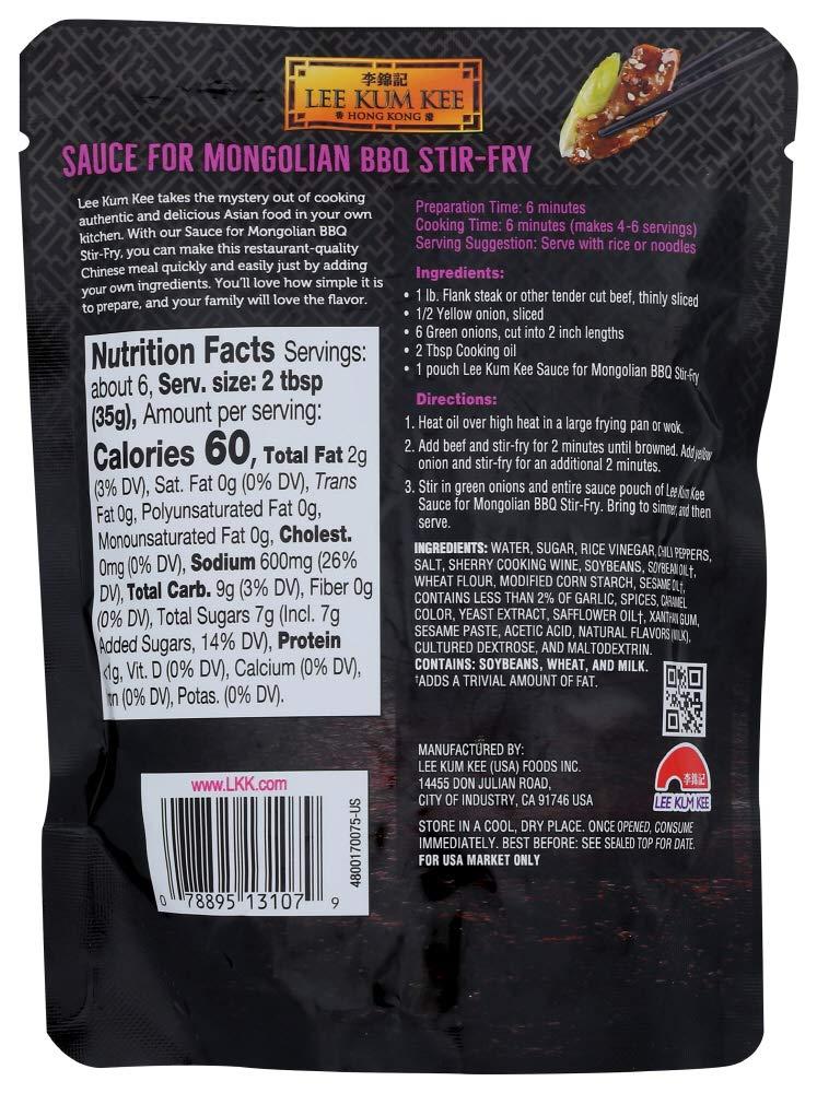 Lee Kum Kee Panda Brand Sauce for Mongolian BBQ Stir-Fry, 0g Trans Fat, No  Artificial Flavors, No High Fructose Corn Syrup, Cholesterol Free, 8 Ounces  (Pack of 6)
