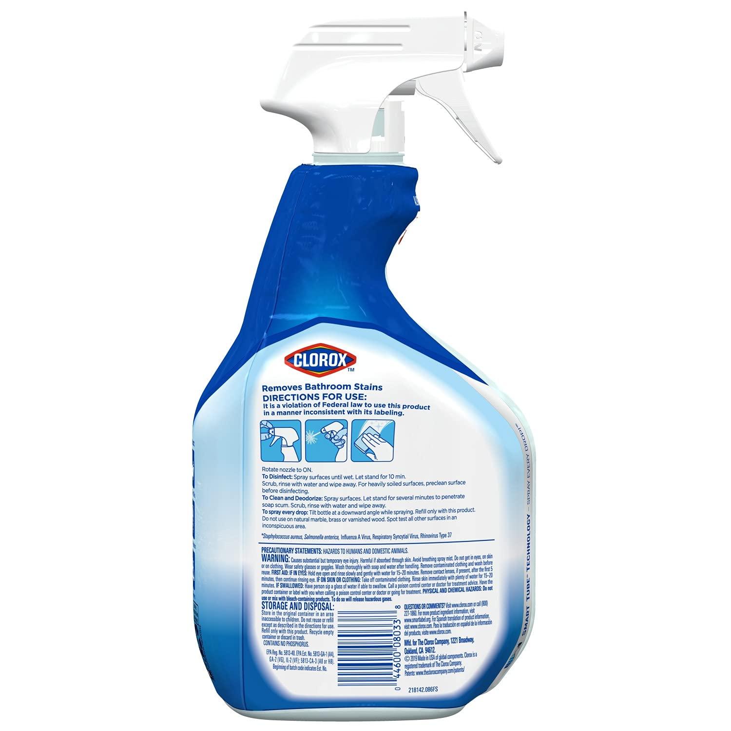 Clorox Disinfecting Bathroom Cleaner, 30 oz Spray Bottle Bleach Free