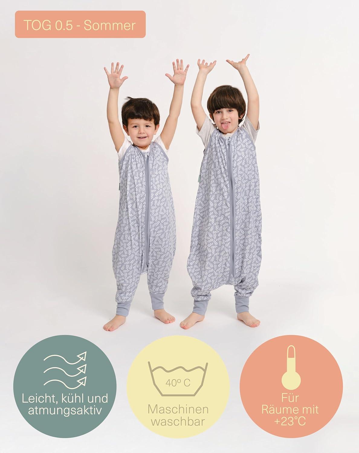 Molis Baby Sleeping Bag with Feet Tog 80 cm Summer Use Blue  Garden Design 100% Cotton (Oeko-Tex 100)