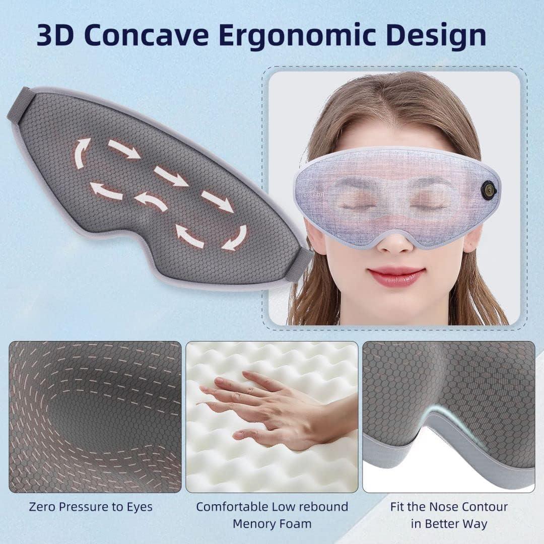 Heated Sleep Eye Mask 3D Blackout Memory Foam Cups Promotes Deeper