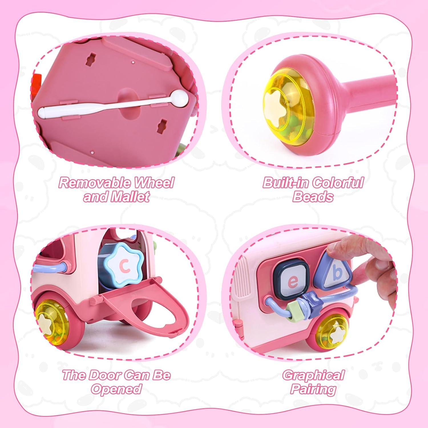 thumbnail image 2 of 8-in-1 Montessori Learning Toy For 1 Year Old Boys - Sensory Activity House With Music, Lights & Cars 2 of 9