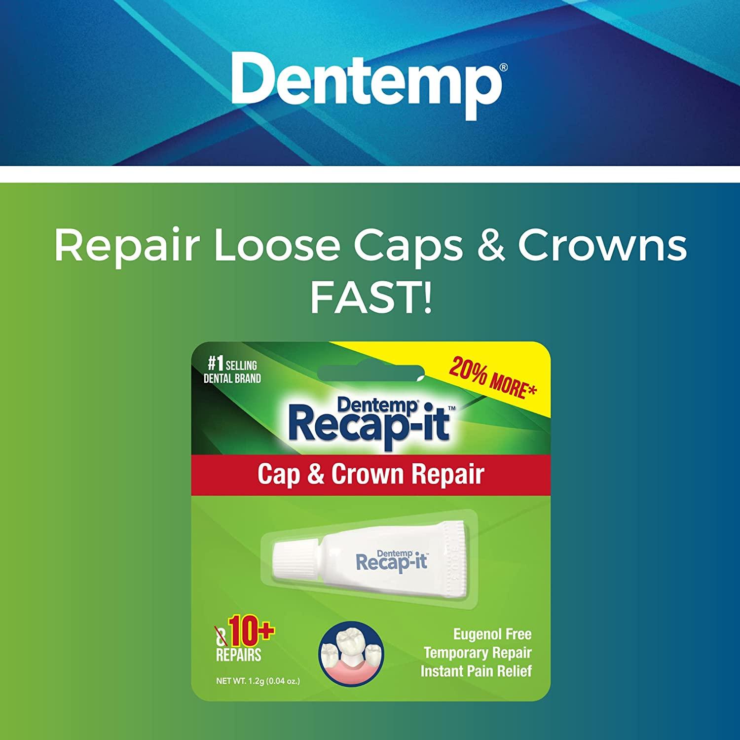 Dentemp RecapIt Cap and Crown Repair Dental Kit Fast Acting Formula