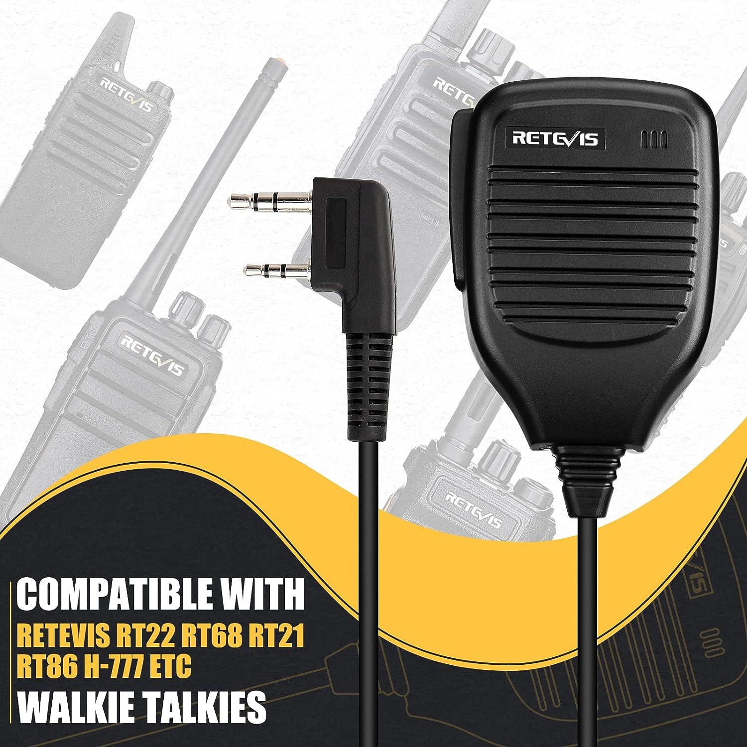 Retevis Auricular Walkie Talkies con micrófono de 2 pines, compatible con  RT22 RT21 H-777 RT68 RT22S H-777S Baofeng UV-5R pxton Walkie Talkie, tubo
