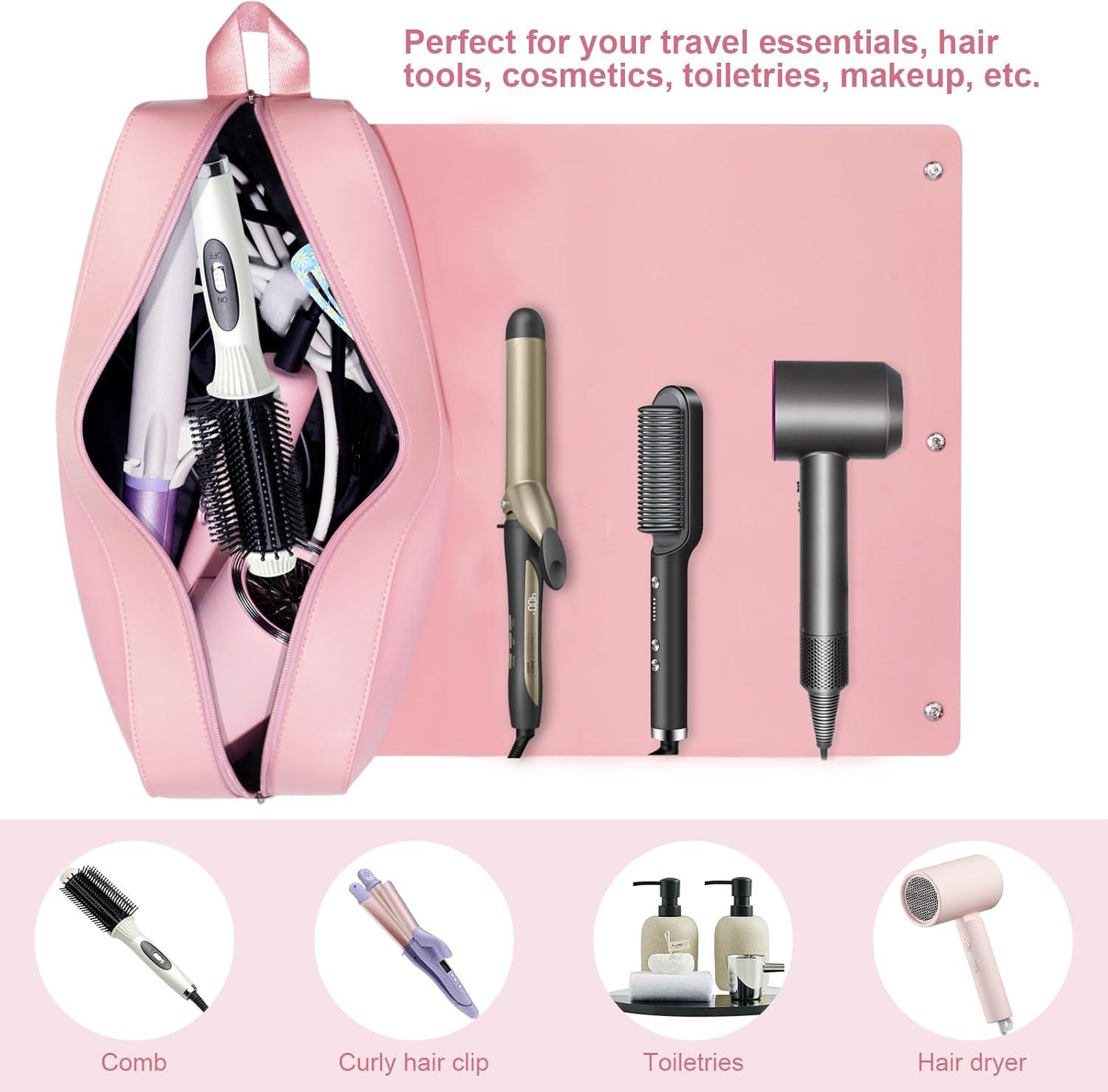 Travel Hair Tools Bag with Silicone Heat Mat Portable in