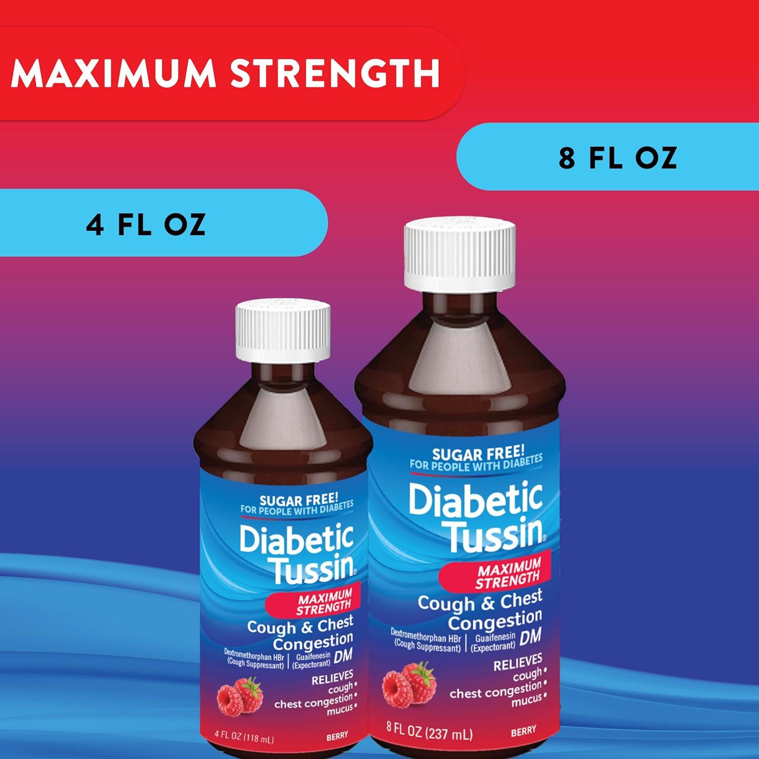 Diabetic Tussin DM Maximum Strength Cough Syrup, Berry Flavored 4oz