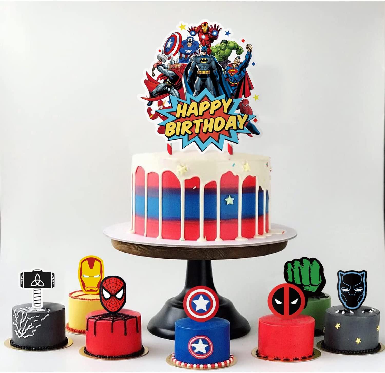 17 Toppers for Superhero Birthday Cake Toppers Cupcake Toppers Set Cake