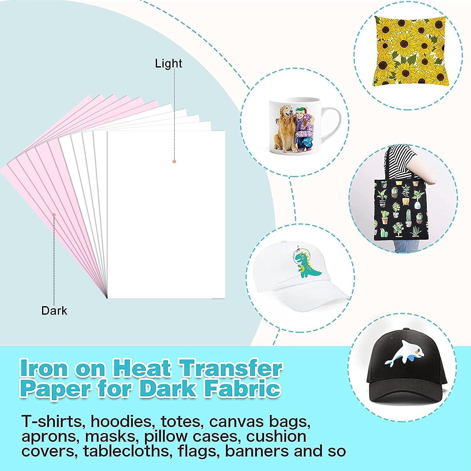 20Pcs Heat Transfer Paper T-Shirt Inkjet Iron on Sheet Light Fabric Craft  DIY CA