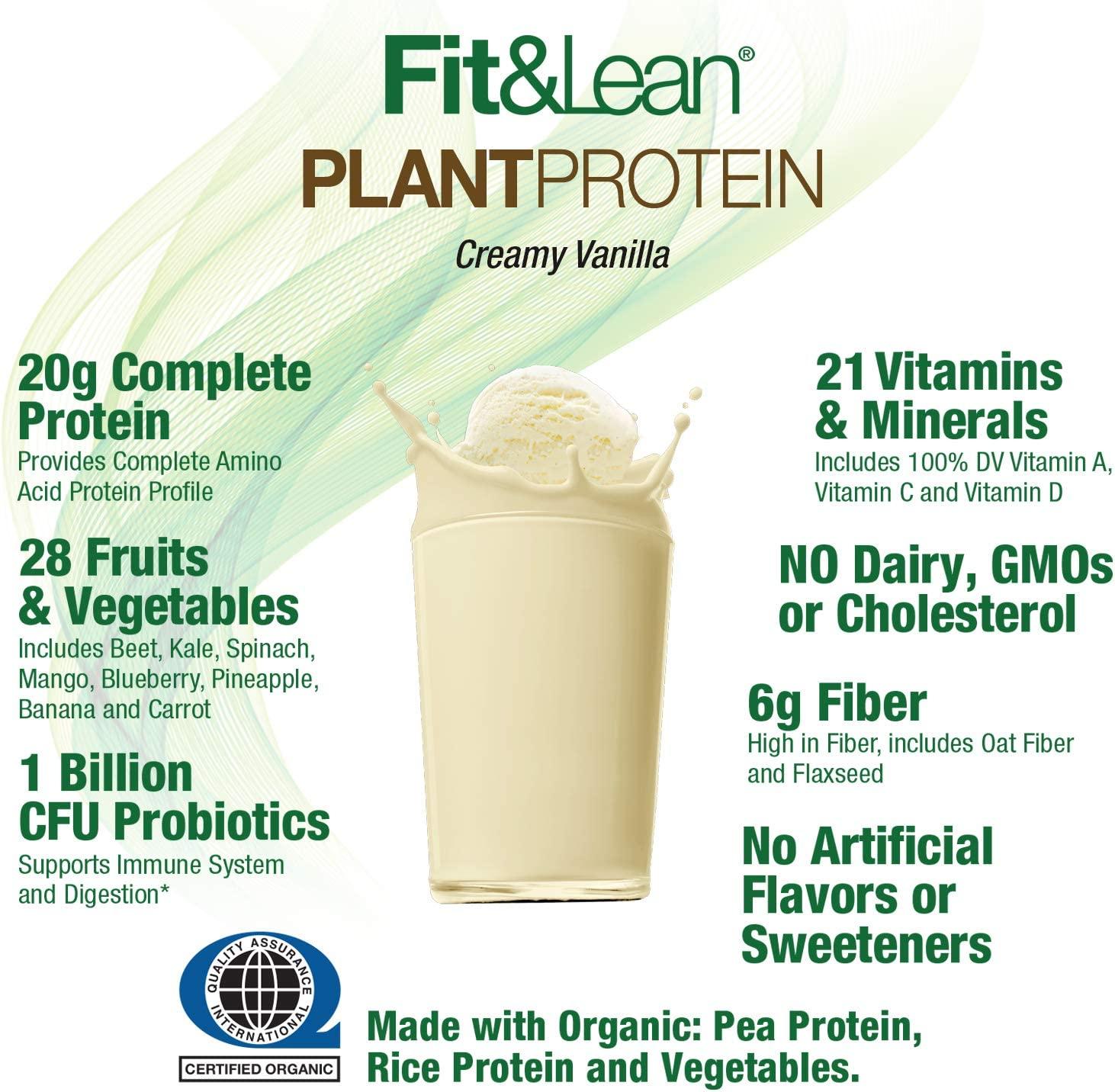 Fit & Lean Plant Protein Meal Replacement Protein Powder Vanilla, 18.72
