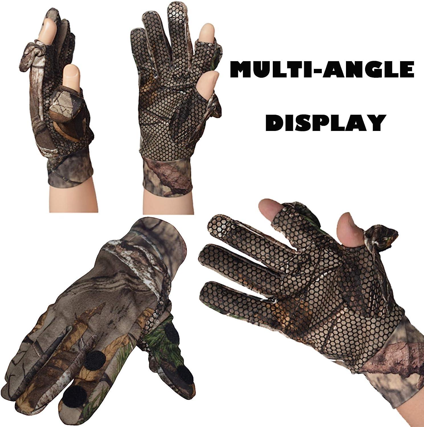 Camo Hunting Gloves, Lightweight Anti-Slip Full Finger Fingerless Glove  Outdoor Camouflage Gear Archery Accessories for Hunting Turkey Fishing  Airsoft