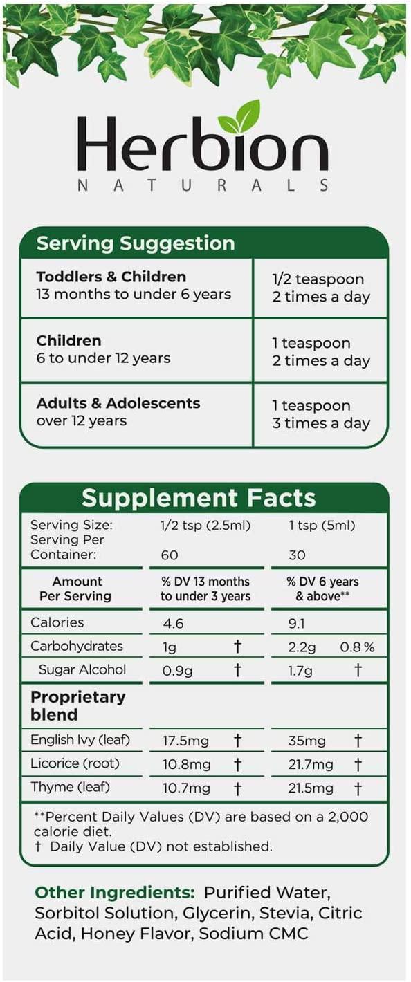 Herbion Naturals, Ivy Leaf Syrup with Thyme and Licorice Helps Maintain