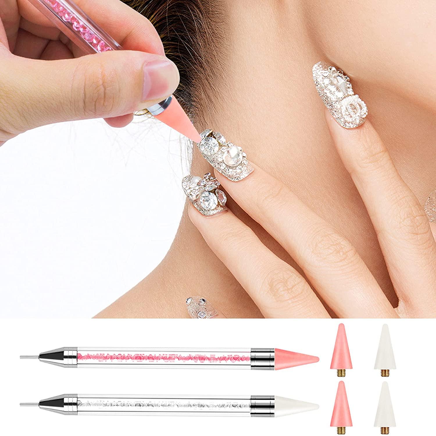 Dual-Ended Nail Rhinestone Picker Wax Silicone Tip Pencil Pick Up  Applicator Dual Tips Dotting Pen Beads Gems Crystals Studs Picker with  Acrylic Handle Manicure Nail Art Tool Black - Walmart.com