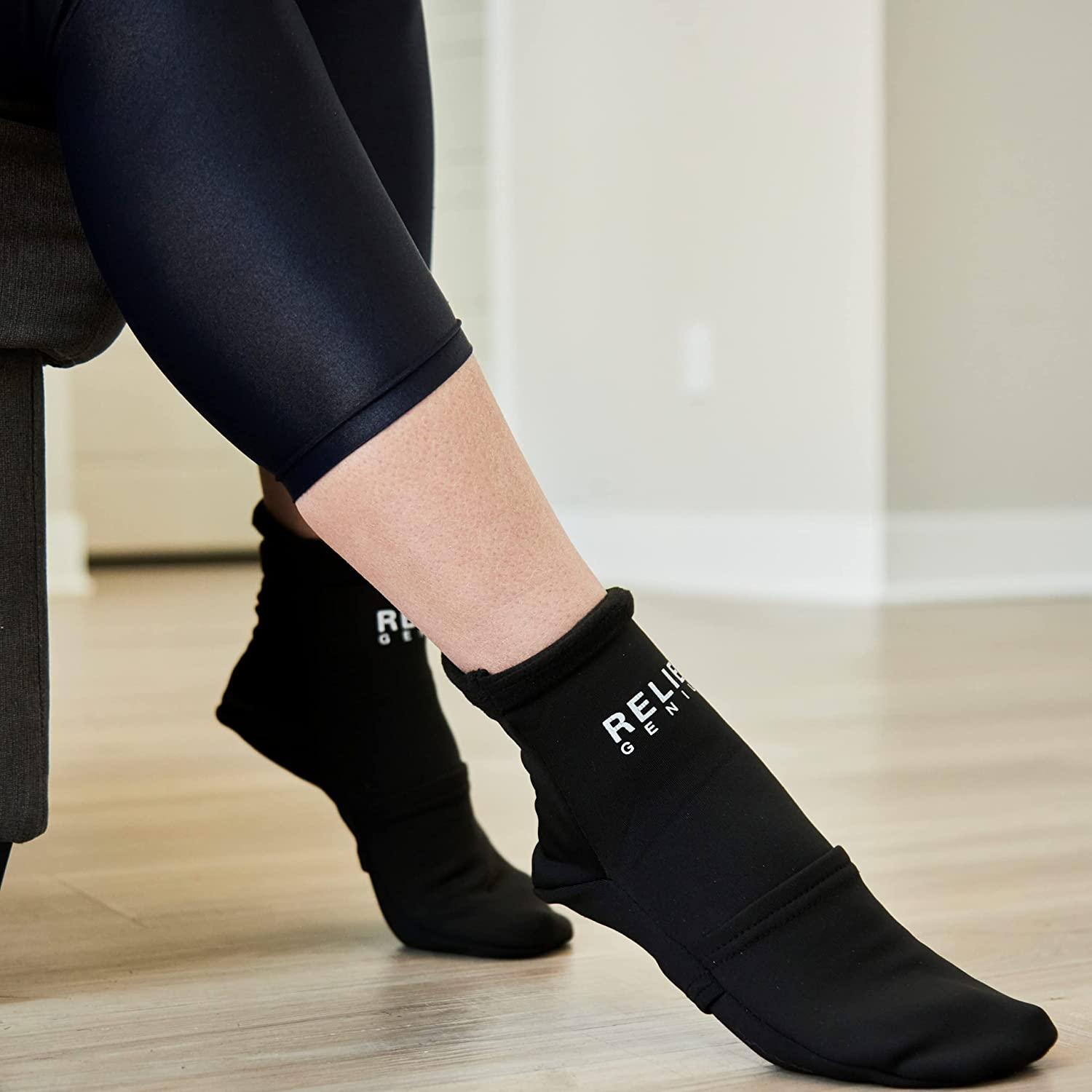 Relief Genius Cold Therapy Socks with Reusable Gel ice Packs Achieve