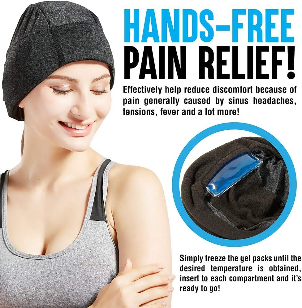 BODYPROX Migraine Relief Ice Pack Hat Head Gel Ice Cap for Tension