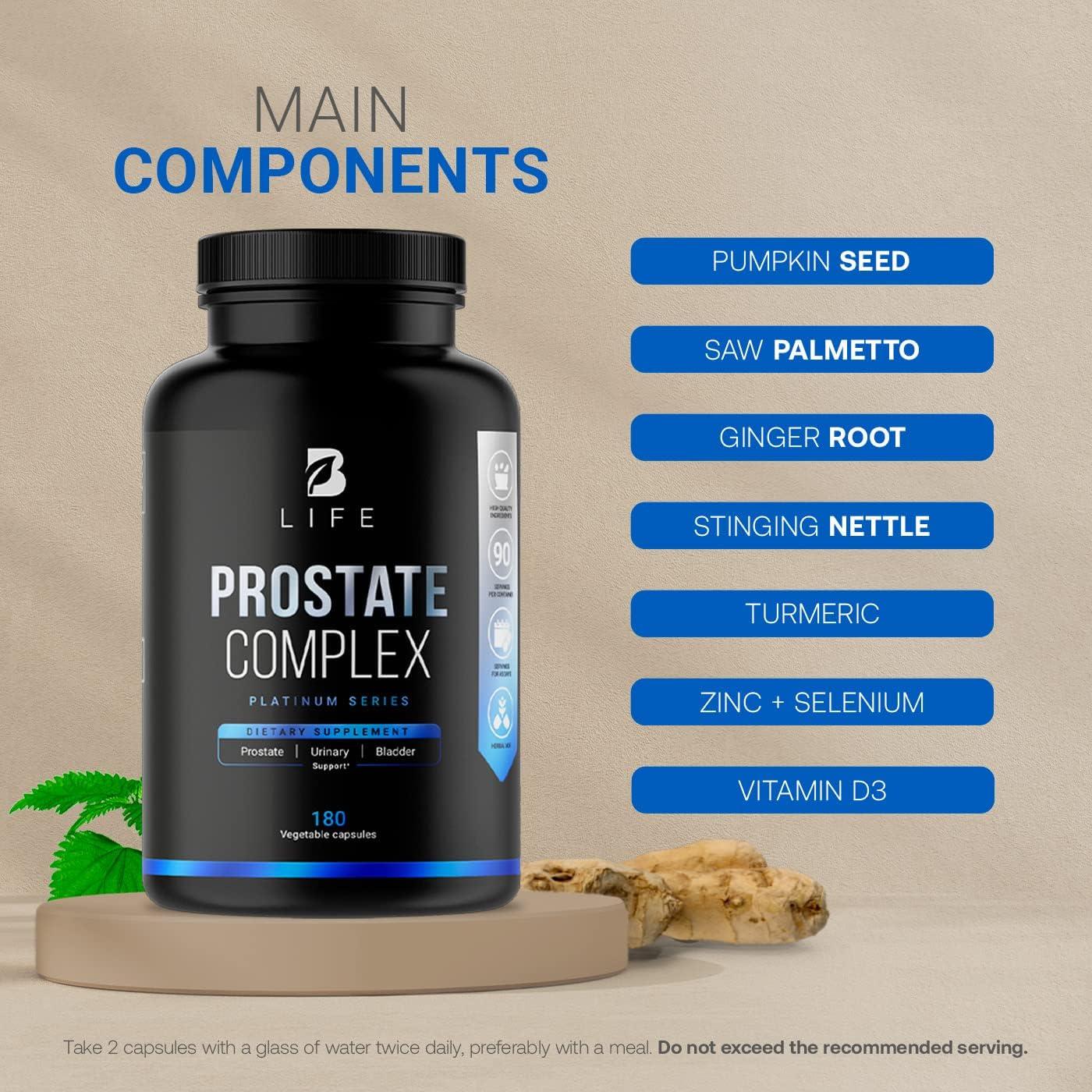 Prostate Supplement for Men 180 Caps with Saw Palmetto, Pumpkin Seeds, Stinging Nettle Extract
