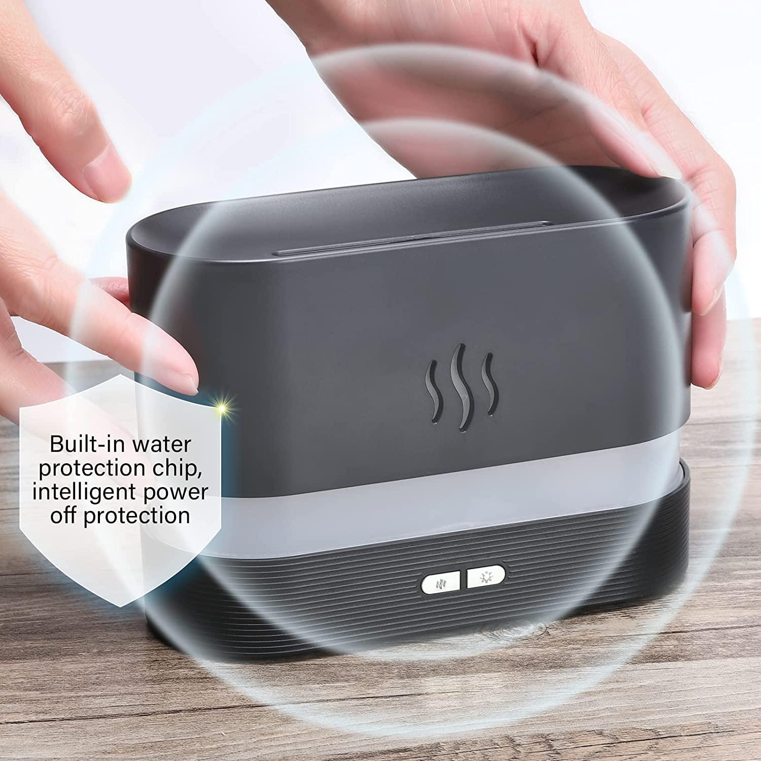 1pc Portable Flame Air Diffuser and Humidifier with Auto-Off Protection -  Perfect for Home, Office, and Yoga - Noiseless Aroma Diffuser for Essential