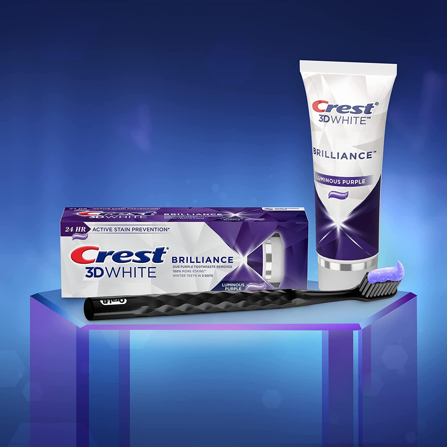 Crest 3D White Brilliance Teeth Whitening Toothpaste, Luminous Purple