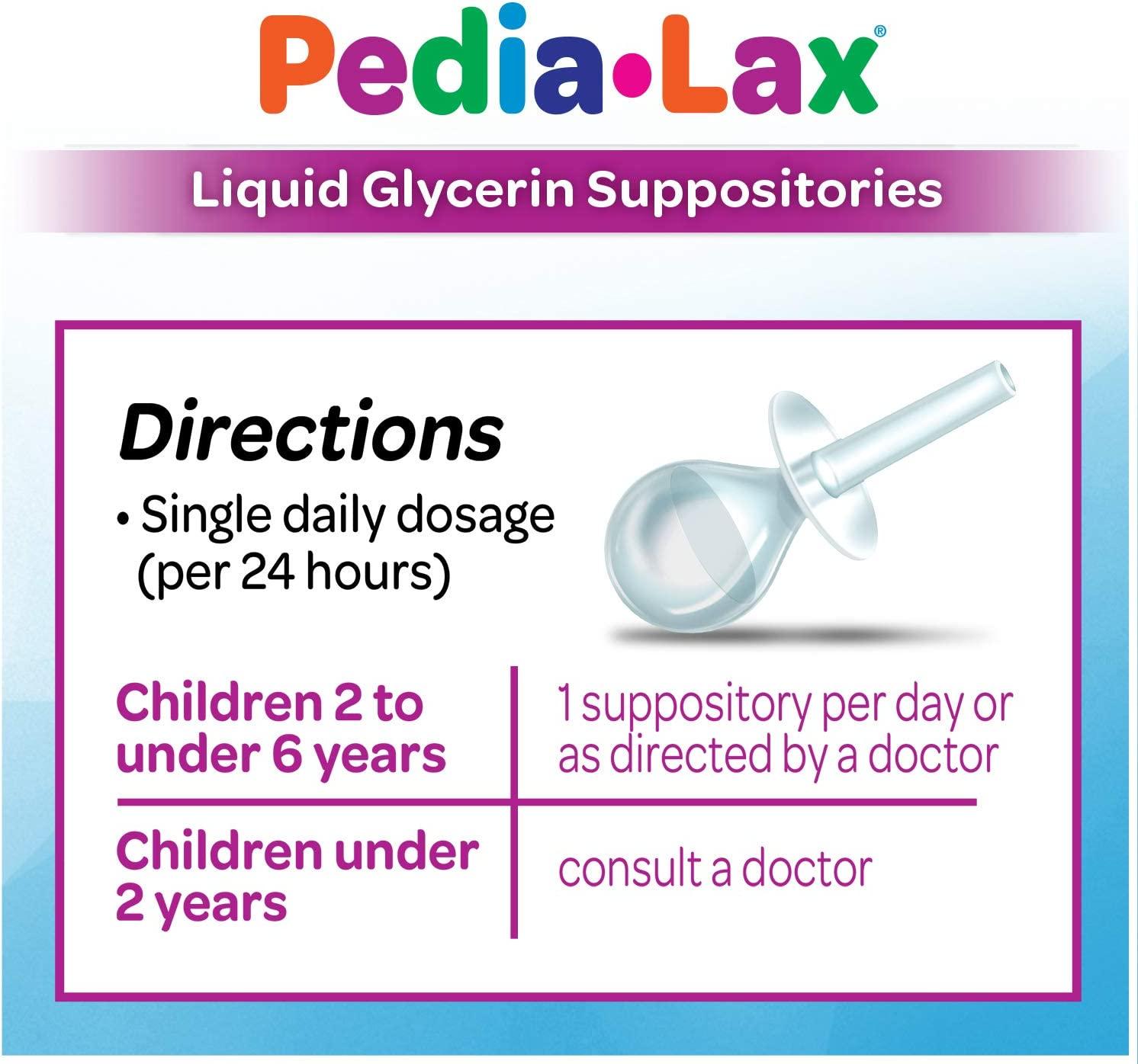 PediaLax Laxative Liquid Glycerin Suppositories for Kids, Ages 25, 6