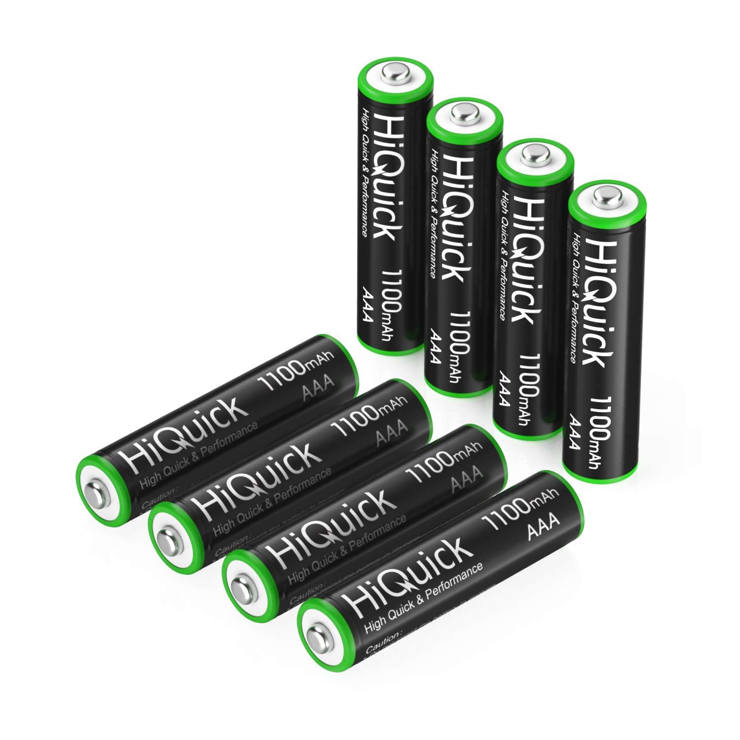 HiQuick AAA Rechargeable Batteries AAA Batteries 1100mAh High Capacity  Performance 1.2V, Per-Charged Ni-MH AAA Battery Pack of 8 Batteries