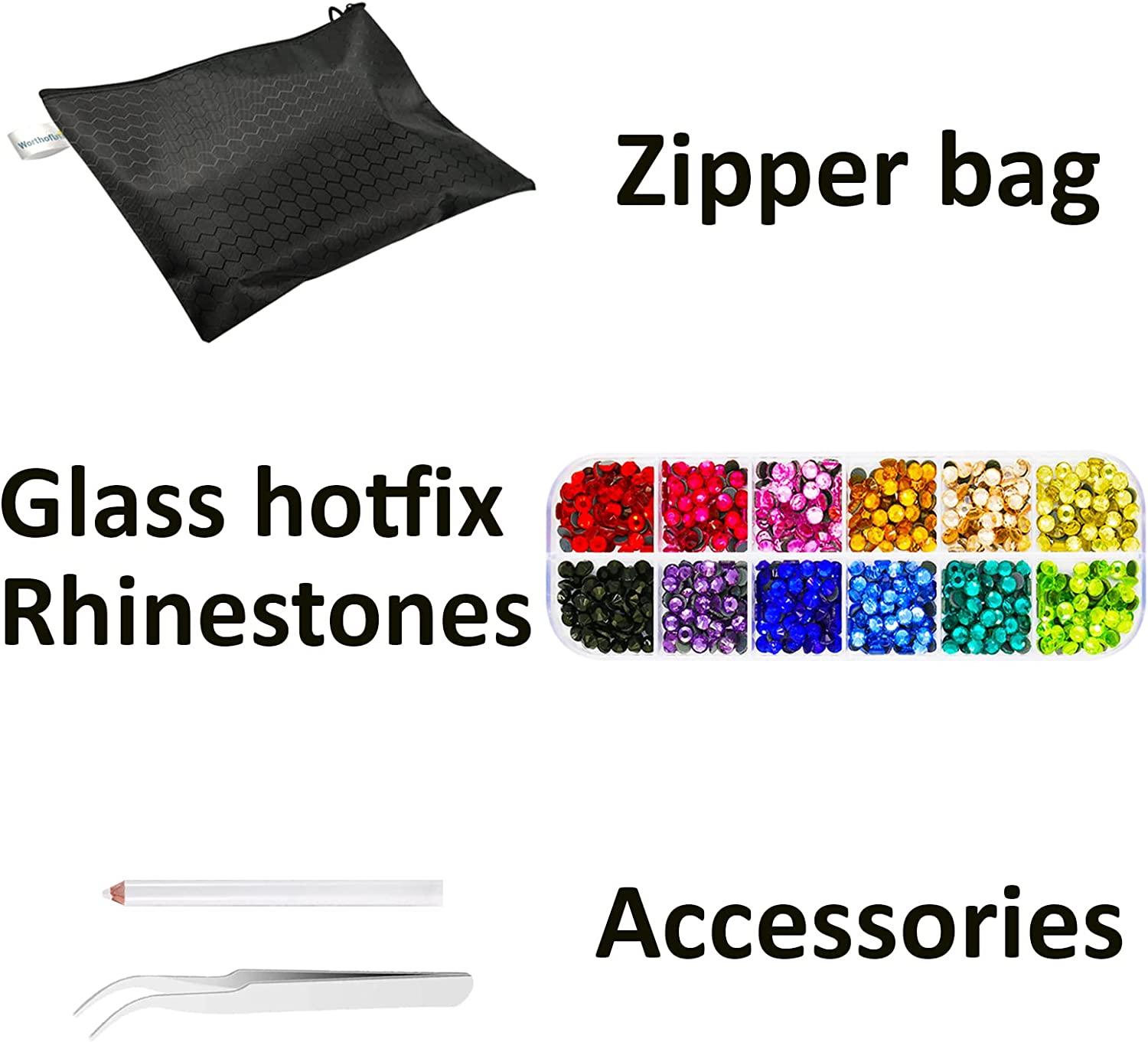 Worthofbest Bedazzler Kit, Hotfix Applicator Gun, Hotfix Crystal Setter  with Rhinestones 