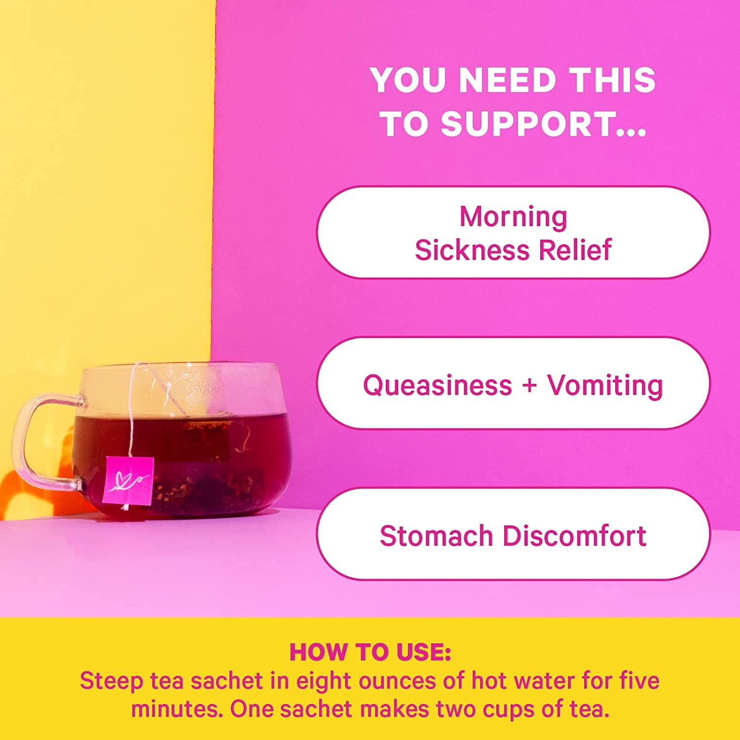 Pink Stork Morning Sickness Relief Tea Ginger Peach, Organic Ginger