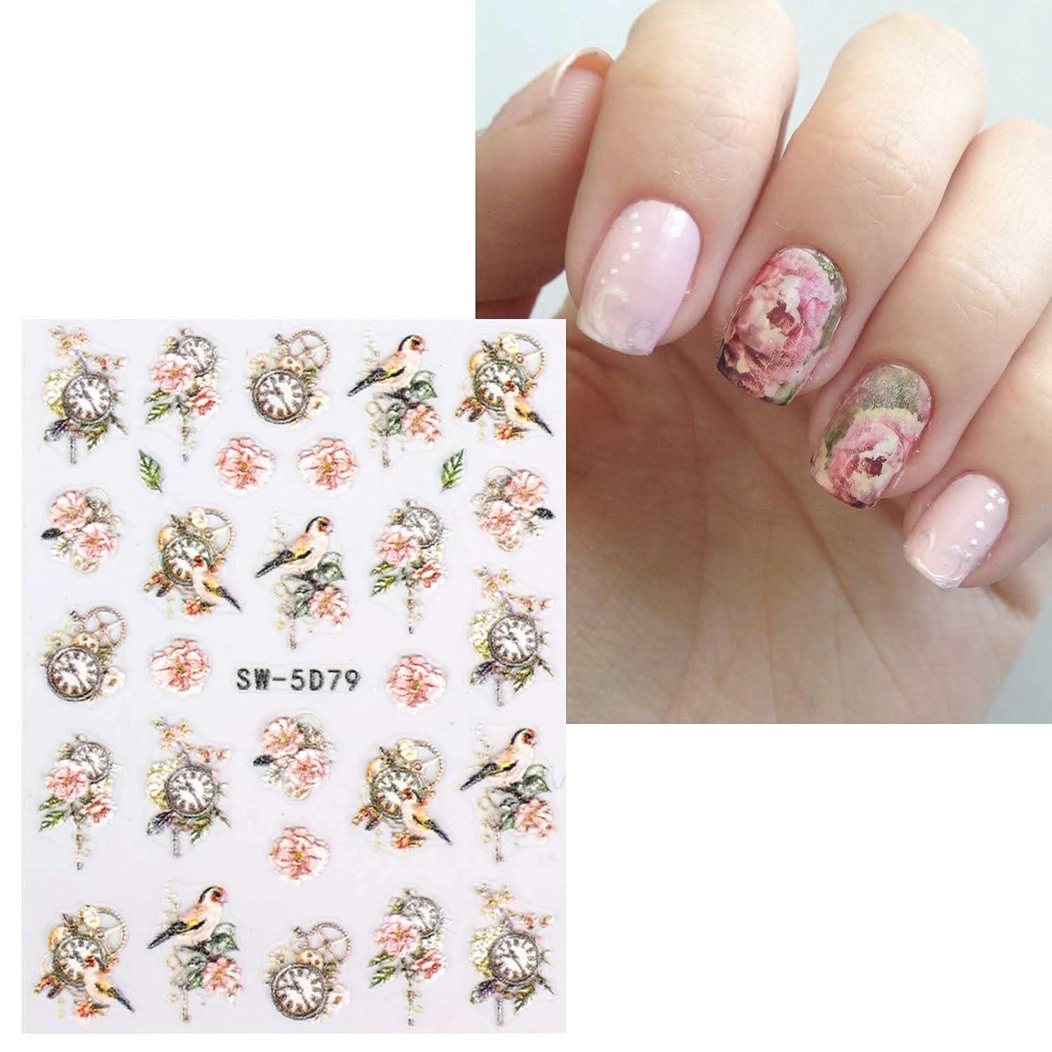 JMEOWIO 12 Sheets Spring Flower Nail Art Stickers Decals Self-Adhesive  Pegatinas Uñas Leaves Pink Nail Supplies Nail Art Design Decoration  Accessories