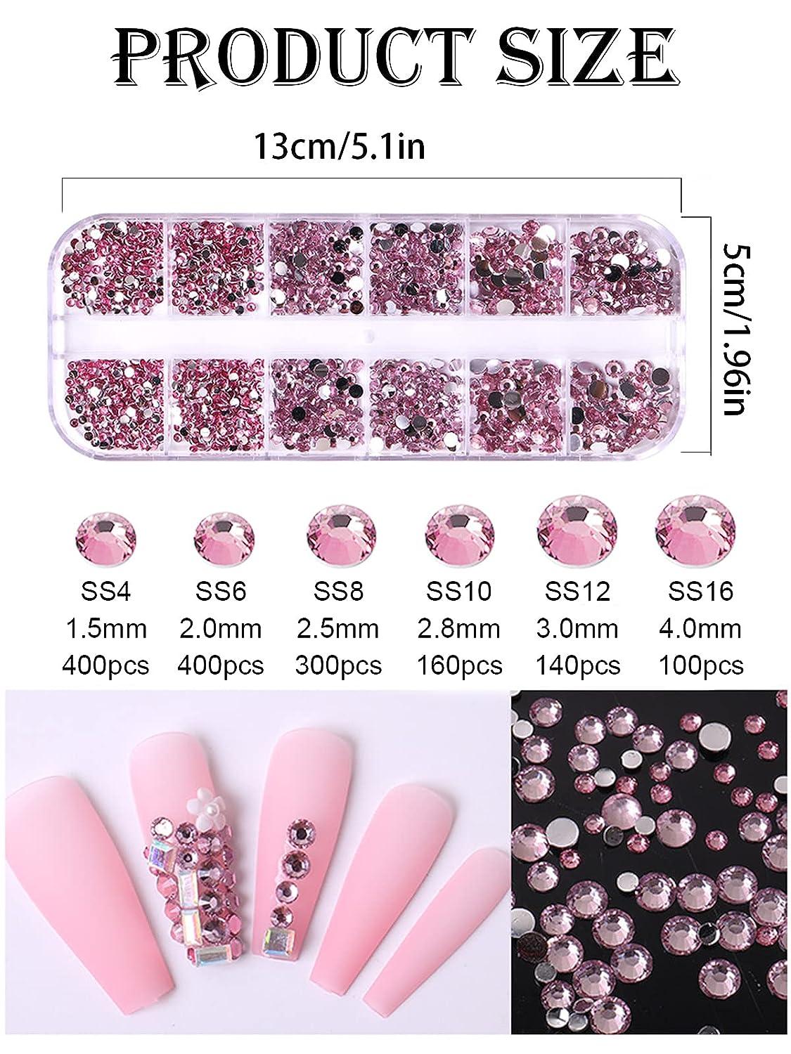 10400Pcs 2-6mm Resin Rhinestones Hot Pink AB Jelly Color Rhinestones  Flatback Round Beads Nail Crystals Gems for Nail Art Tumblers Bottles  Makeup Clothes Shoes DIY Crafts Supplies S4-hot pink
