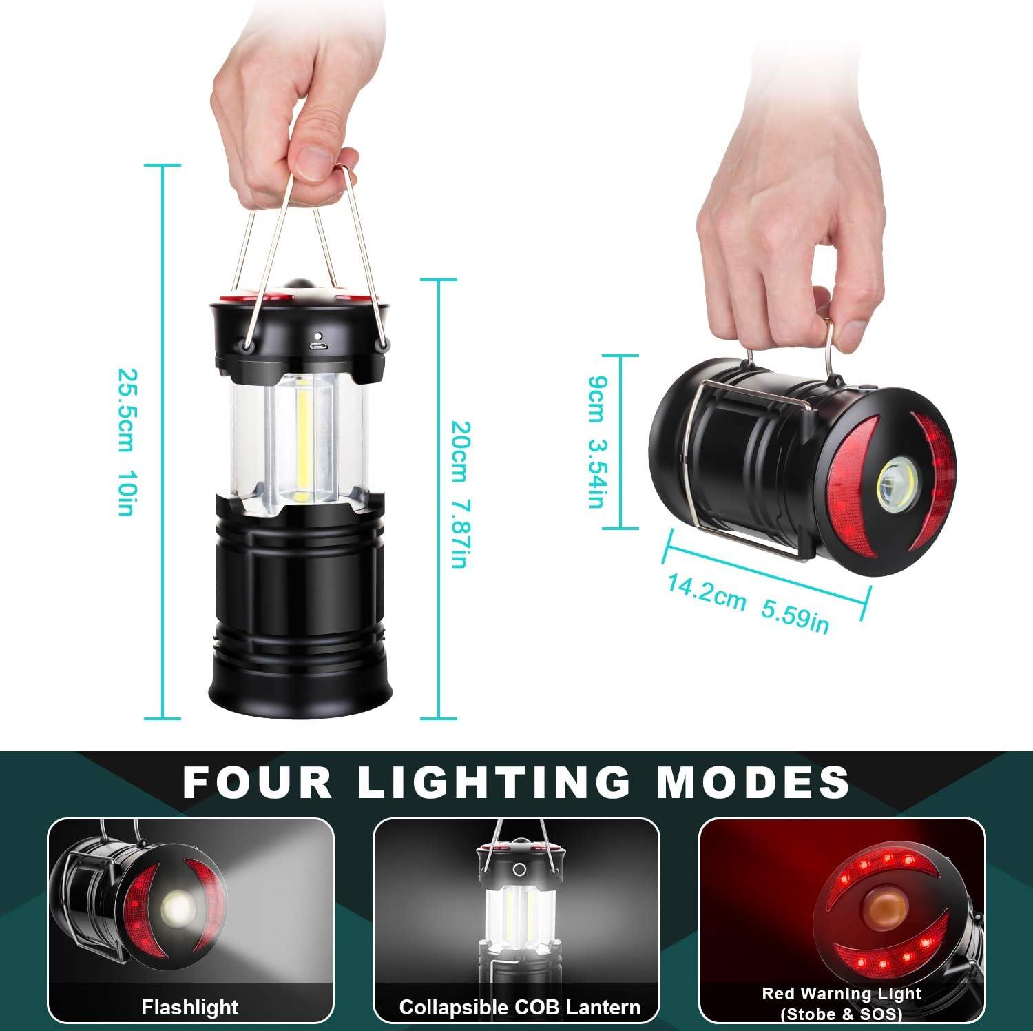 2/4 Pack LED Camping Lanterns Battery Powered Camping Lights COB