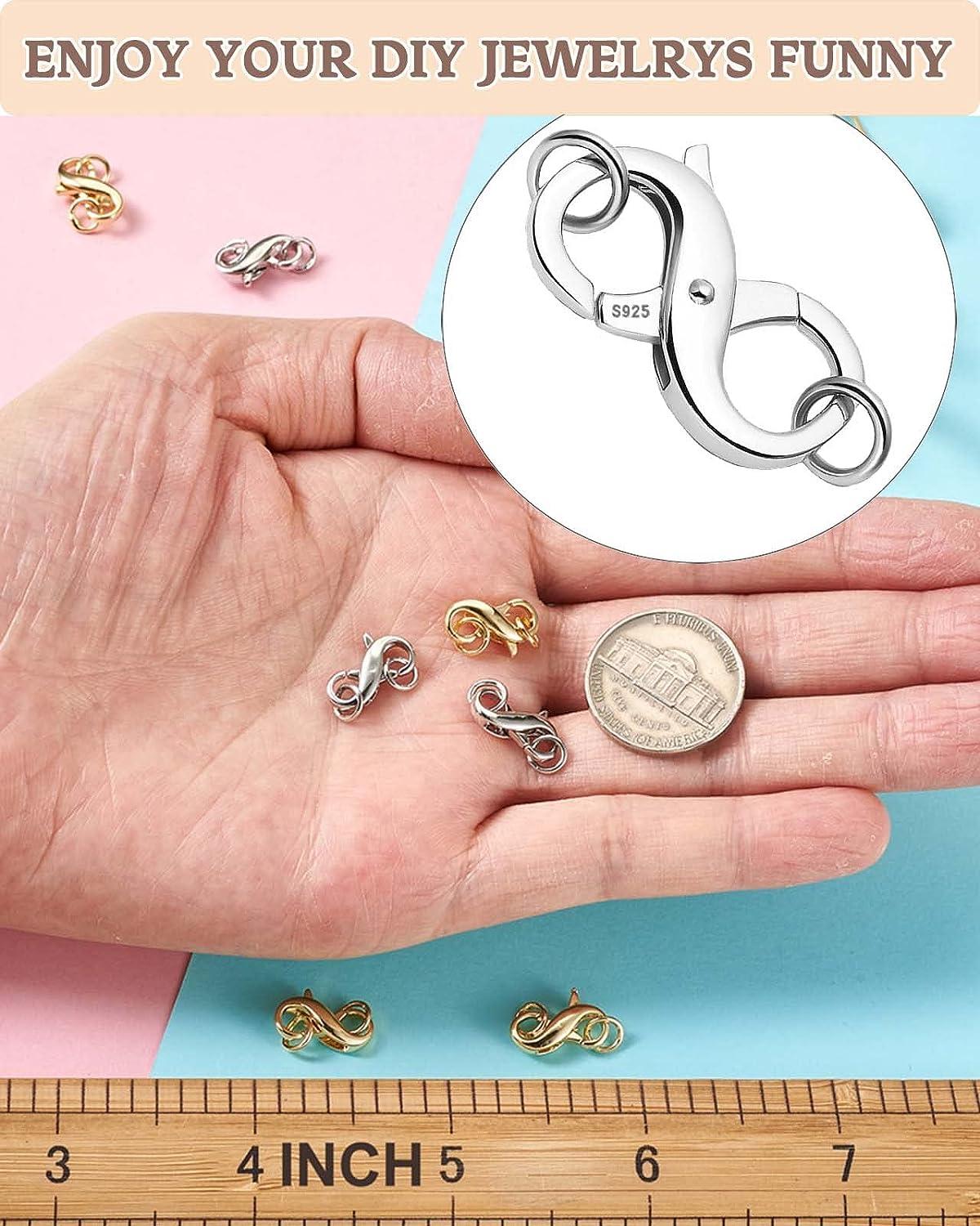 Dailyacc S925 Double Opening Lobster Clasp Sterling Silver and Gold Necklace  Bracelet Extender Clasps and Closures for DIY Jewelry Silver 11mm 6.5mm