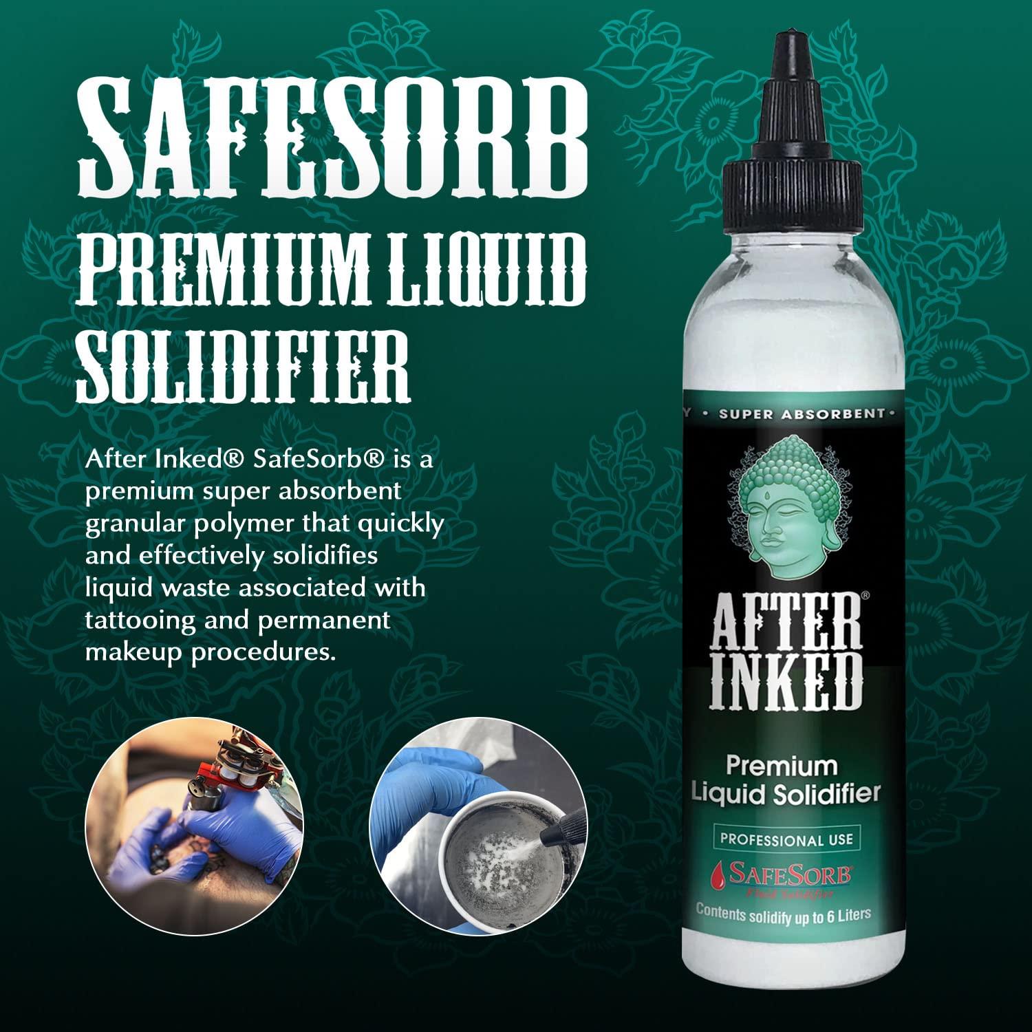 After Inked Liquid Solidifier - Quick & Super Absorbent Tattoo Ink  Solidifier Polymer Powder, Paint Hardener for Disposal, Easy & Convenient  to Use Liquid Tattoo Solidifier for Cleaning - 1 pc, 6 oz