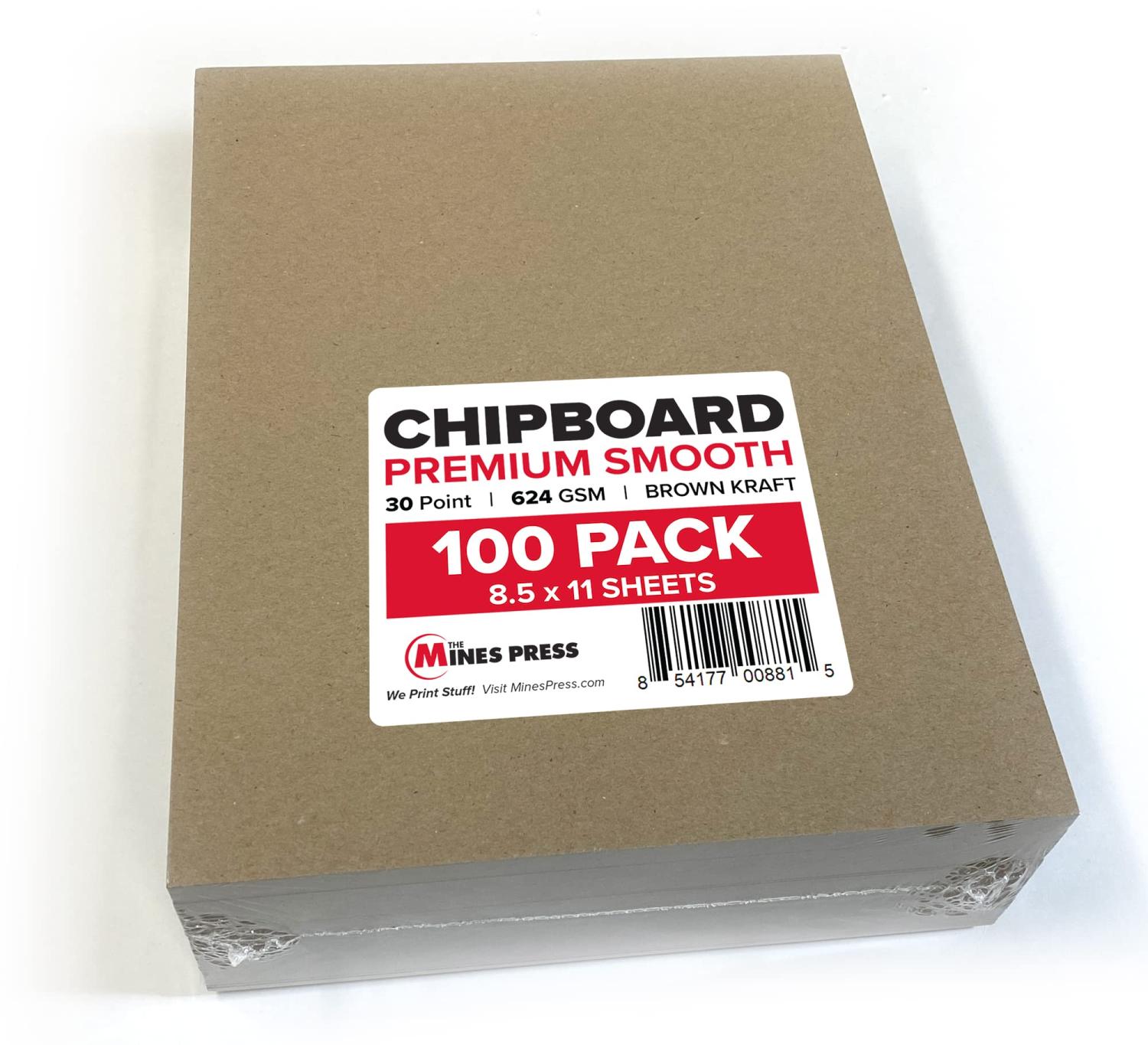 Chipboard Sheets 8.5 x 11 inch - 100 Sheets of 30 Point Brown