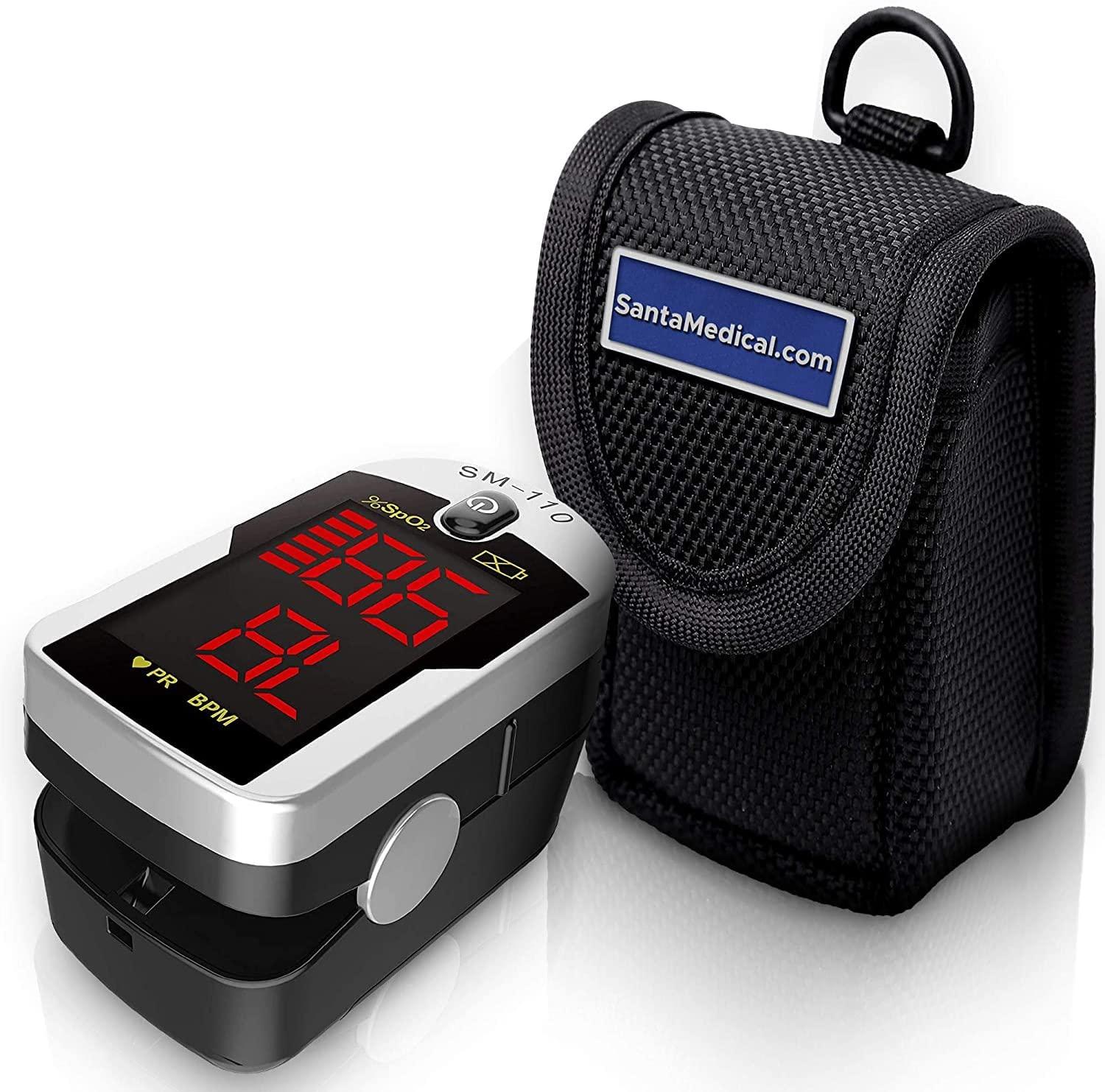 Deluxe SM110 Two Way Display Finger Pulse Oximeter with Carry Case and