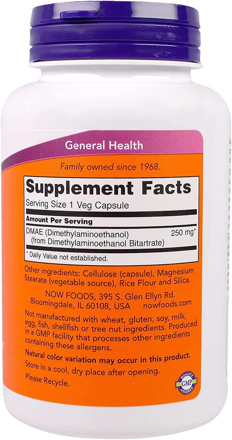 NOW Dmae 250mg , 100 Capsules(Pack of 2)