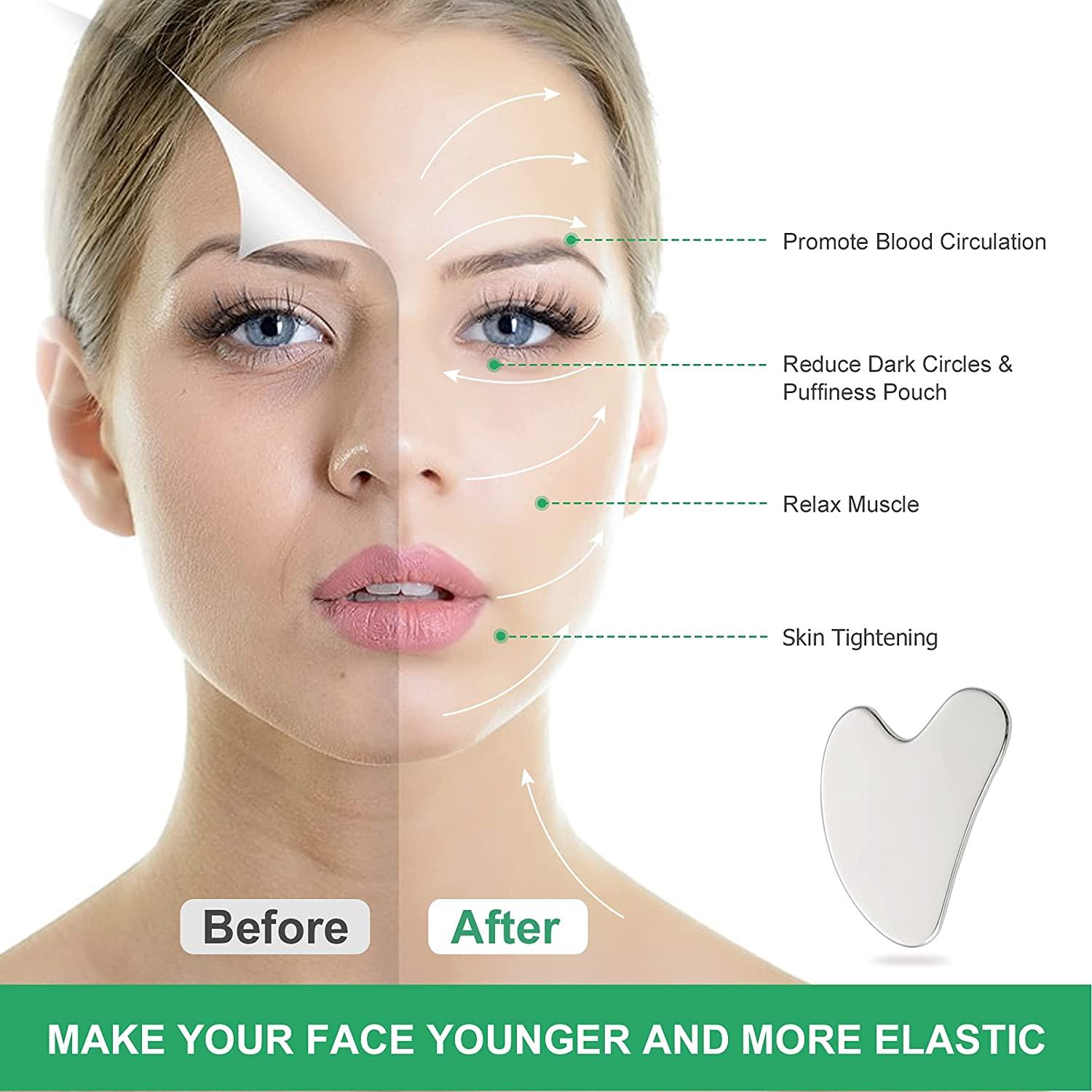 Stainless Steel Gua Sha Facial Tool for Spa Acupuncture Therapy Silver