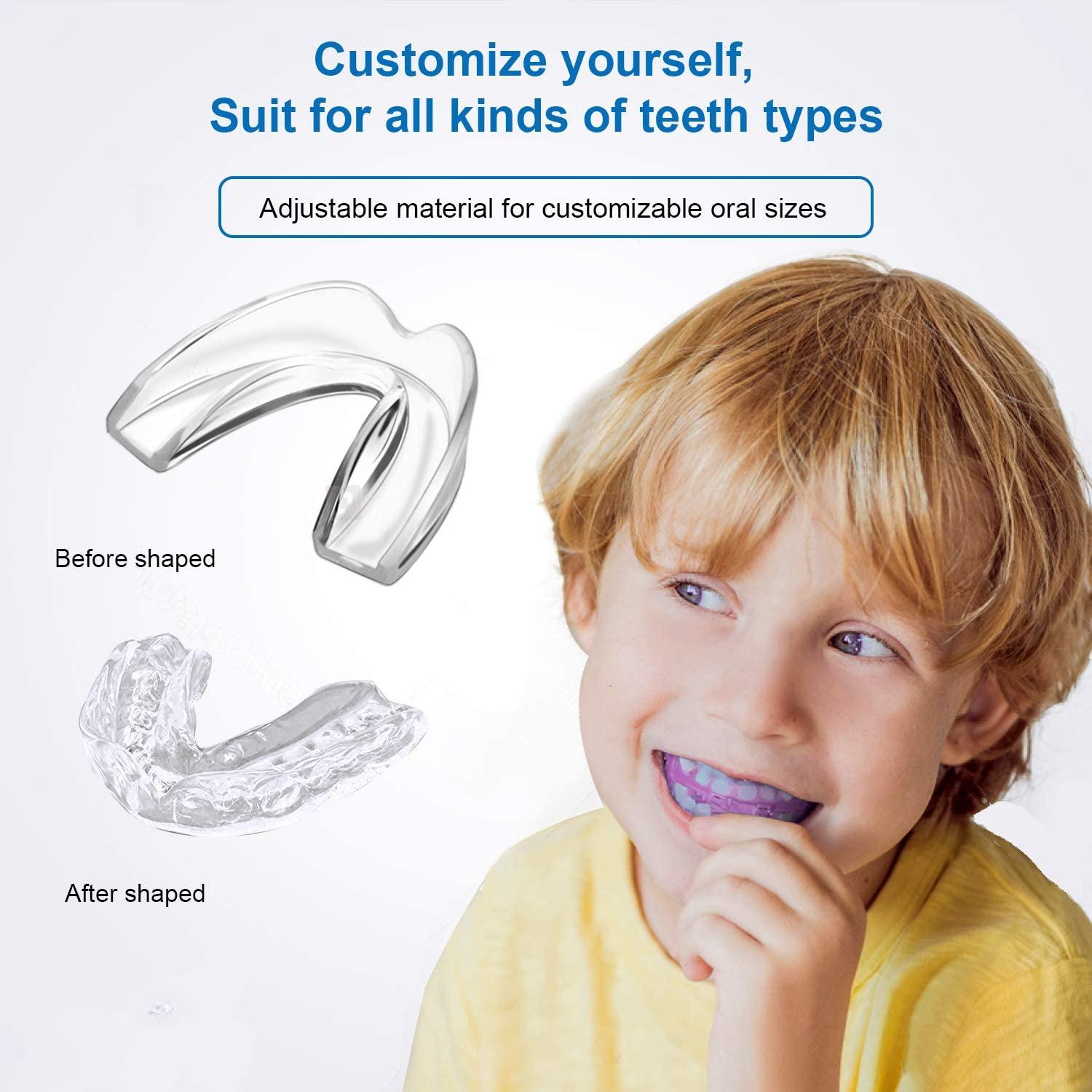 Kids Mouth Guard for Grinding Teeth, Pack of 4 Night sleep Teeth Guards, Eliminates TMJ & Teeth
