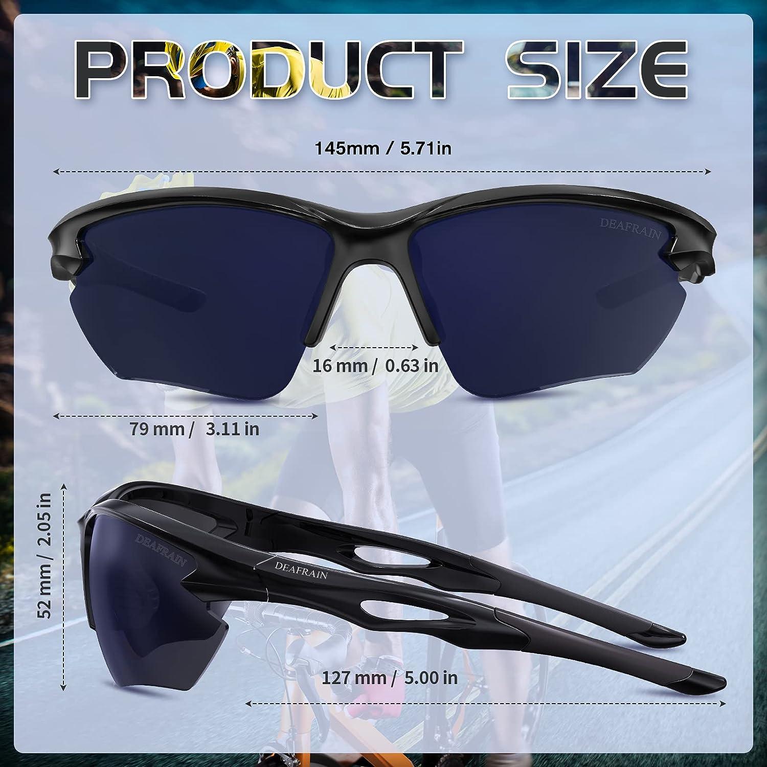 DEAFRAIN Polarized Sports Sunglasses for Men Women Cycling Running Fishing  Glasses TR90 Unbreakable Frame UV Protection Bright Black Frameblack Lens
