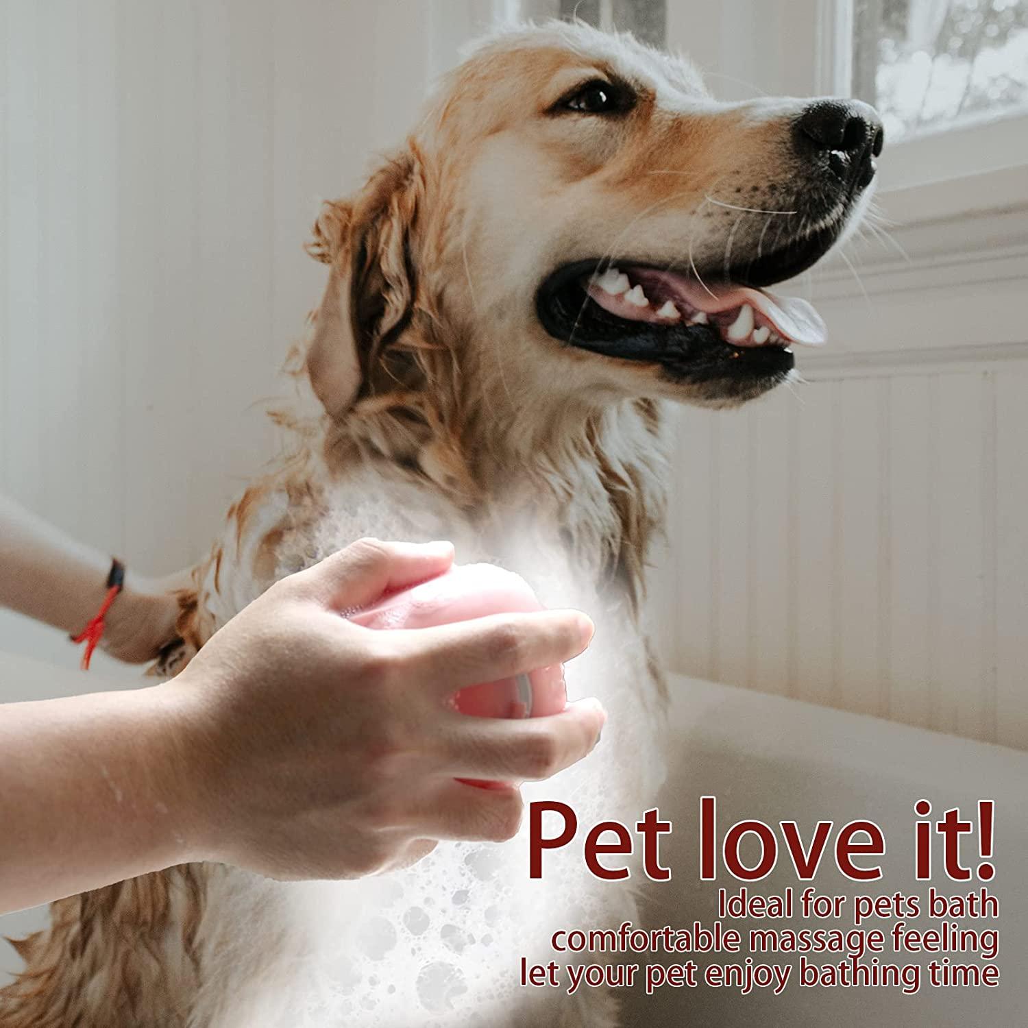 Dog Bath Brush - Soft Silicone Dog Shampoo Brush, Pet Grooming Bath Massage  Brush Shampoo Dispenser, Dog Shower Pet Bath Brush, Dog Brush Long Short