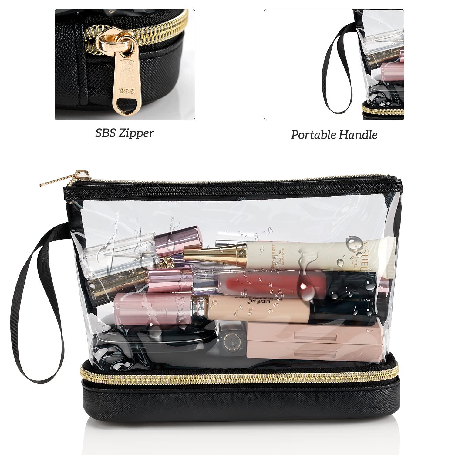 MAGEFY 3 PCS Makeup Bag Portable Toiletry Bag for Women Men Translucent  Cosmetic Travel Bag for Toiletries, Cosmetics, Stationary (Black)