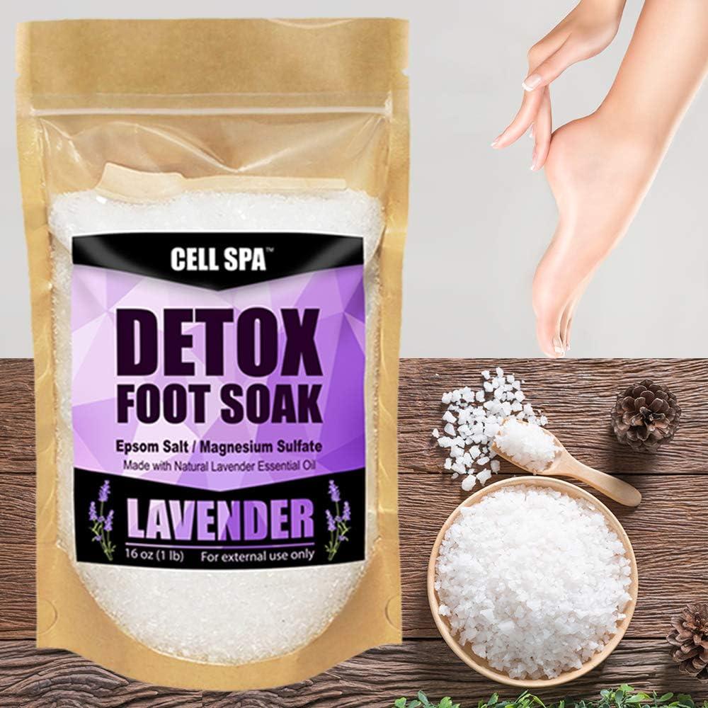 Cell Spa Detox Foot Soak Bath Premium 16 Ounce Lavender Scented Epsom