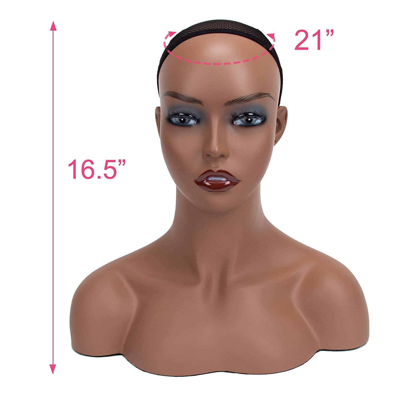 A1 Pacific Mannequin PVC Manikin Head Realistic Mannequin Head Bust Wig  Mask Stand for Wigs Display Making Styling PMH-DB7645 (16.5 Inches,  Caucasian) 16.5 Inch (Pack of 1) Caucasian